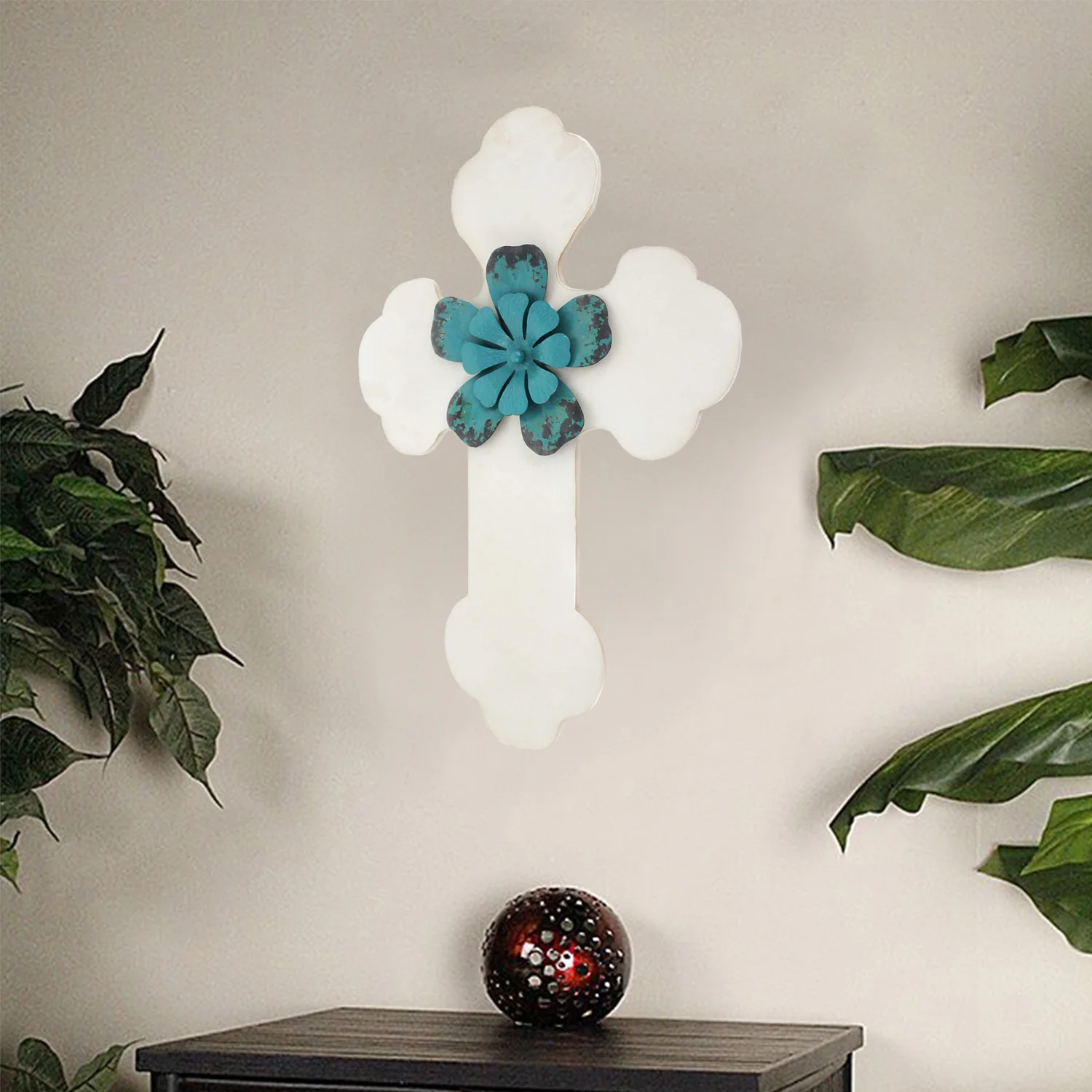 Blue Rustic Cross Wooden - Wall Decor By Homeroots - Image 4