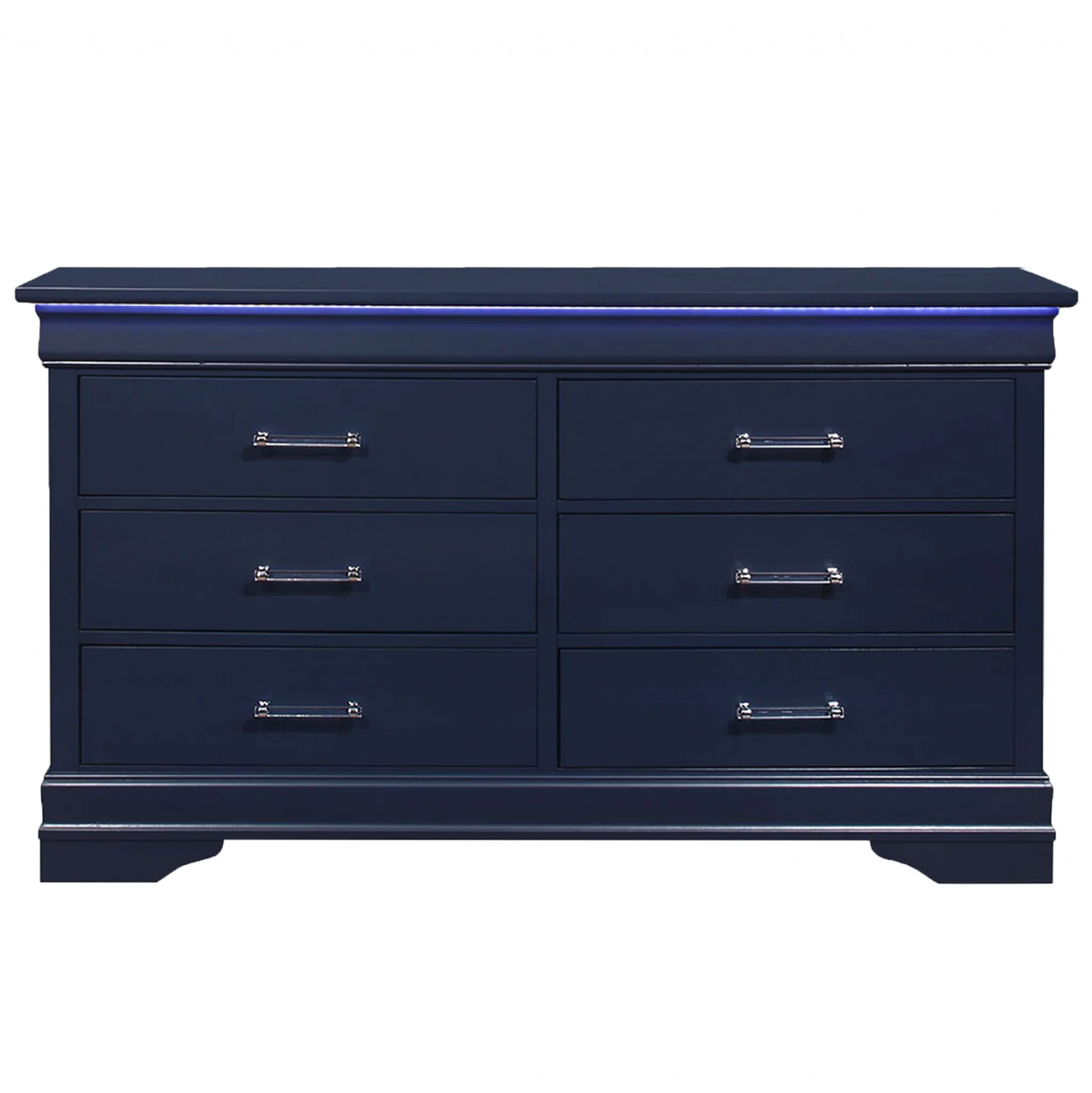 Blue Solid Wood Six Drawer Double Dresser By Homeroots - Image 2