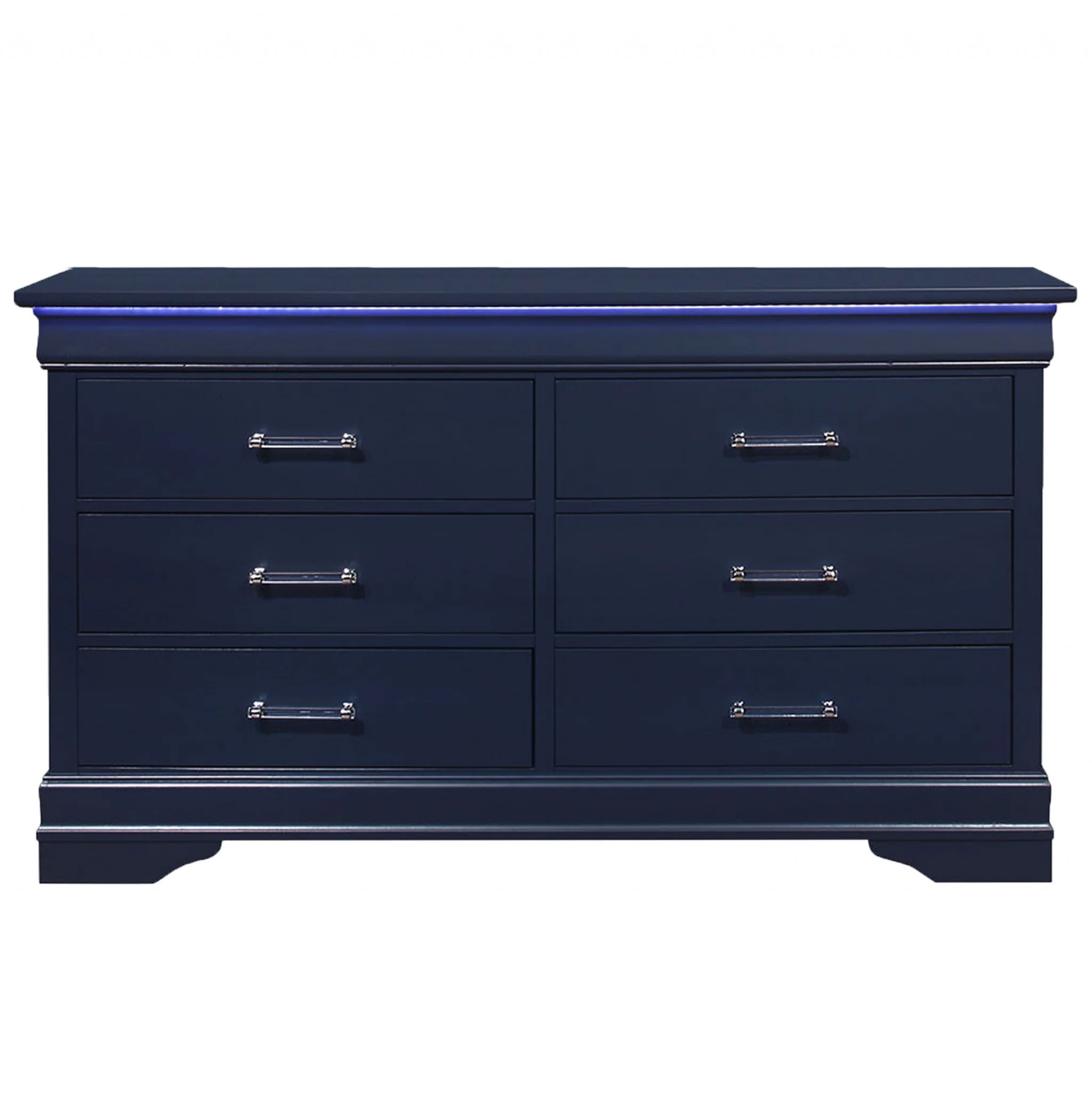 Blue Solid Wood Six Drawer Double Dresser By Homeroots - Image 3