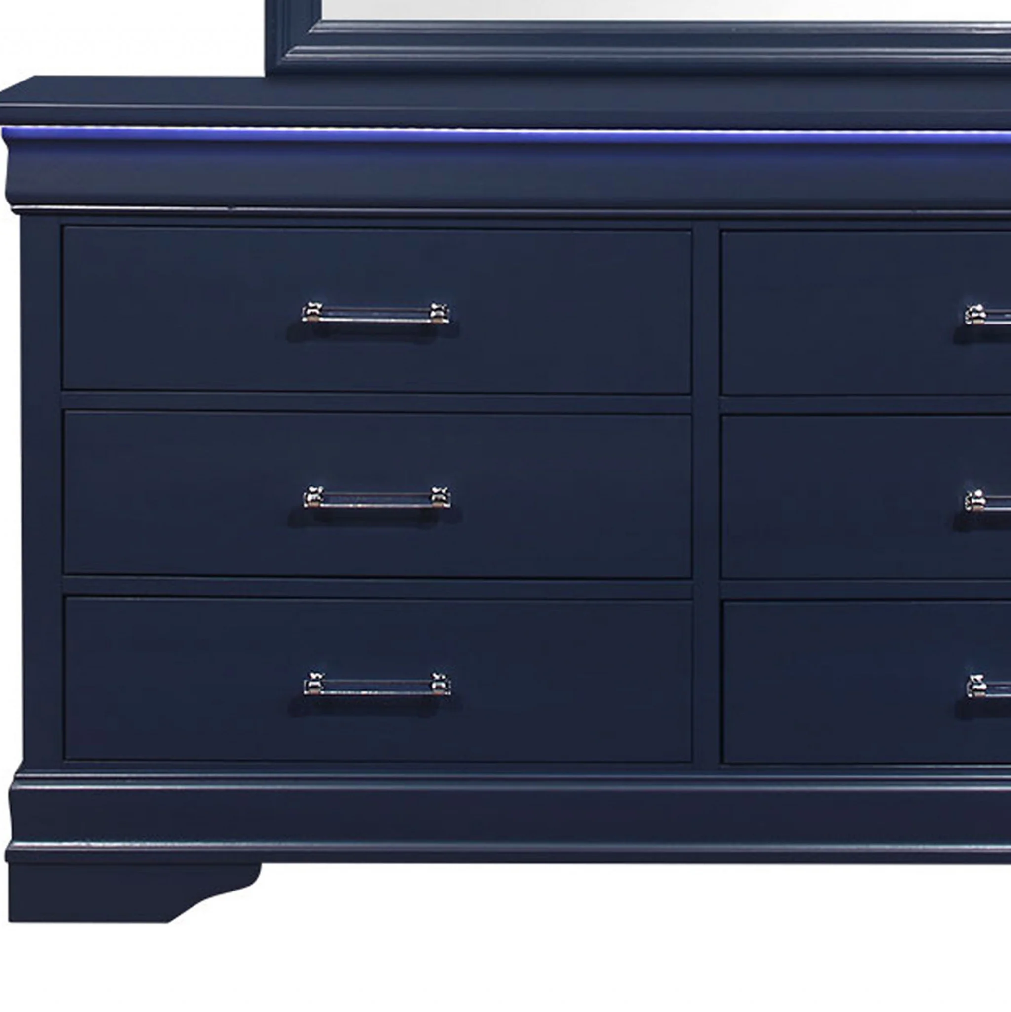 Blue Solid Wood Six Drawer Double Dresser By Homeroots - Image 4