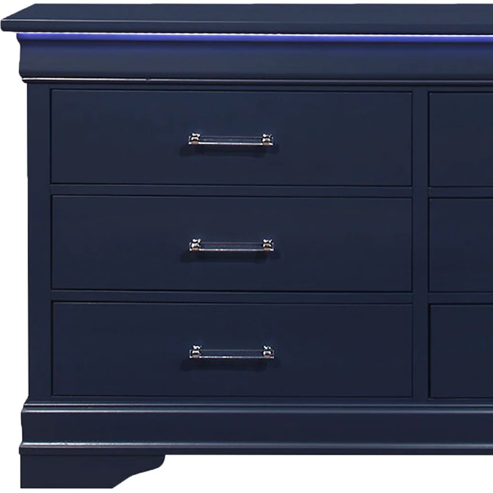 Blue Solid Wood Six Drawer Double Dresser By Homeroots - Image 5