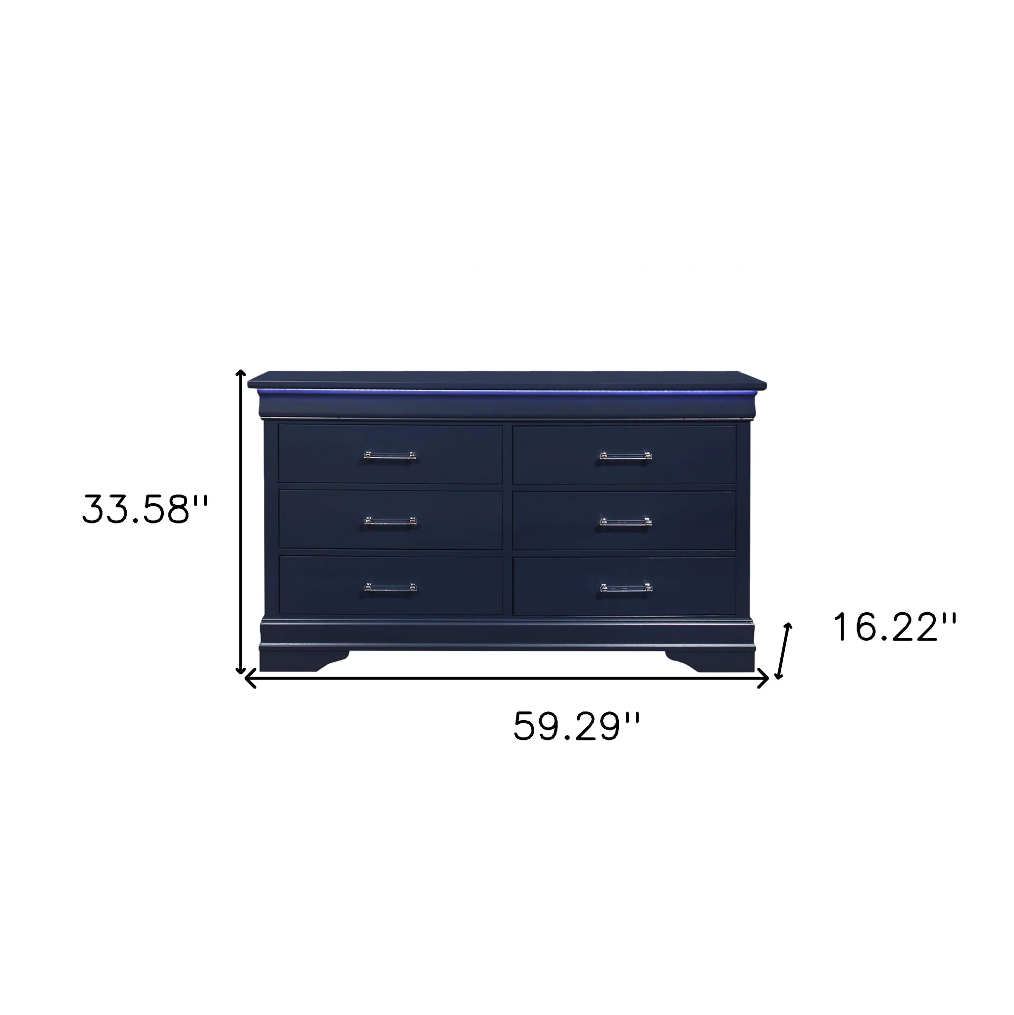 Blue Solid Wood Six Drawer Double Dresser By Homeroots - Image 7