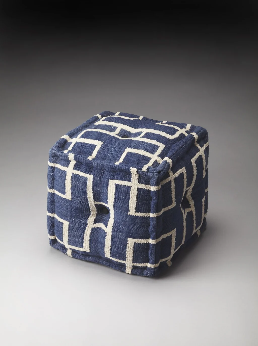Blue Square Cotton Pouf Ottoman By Homeroots - Image 6