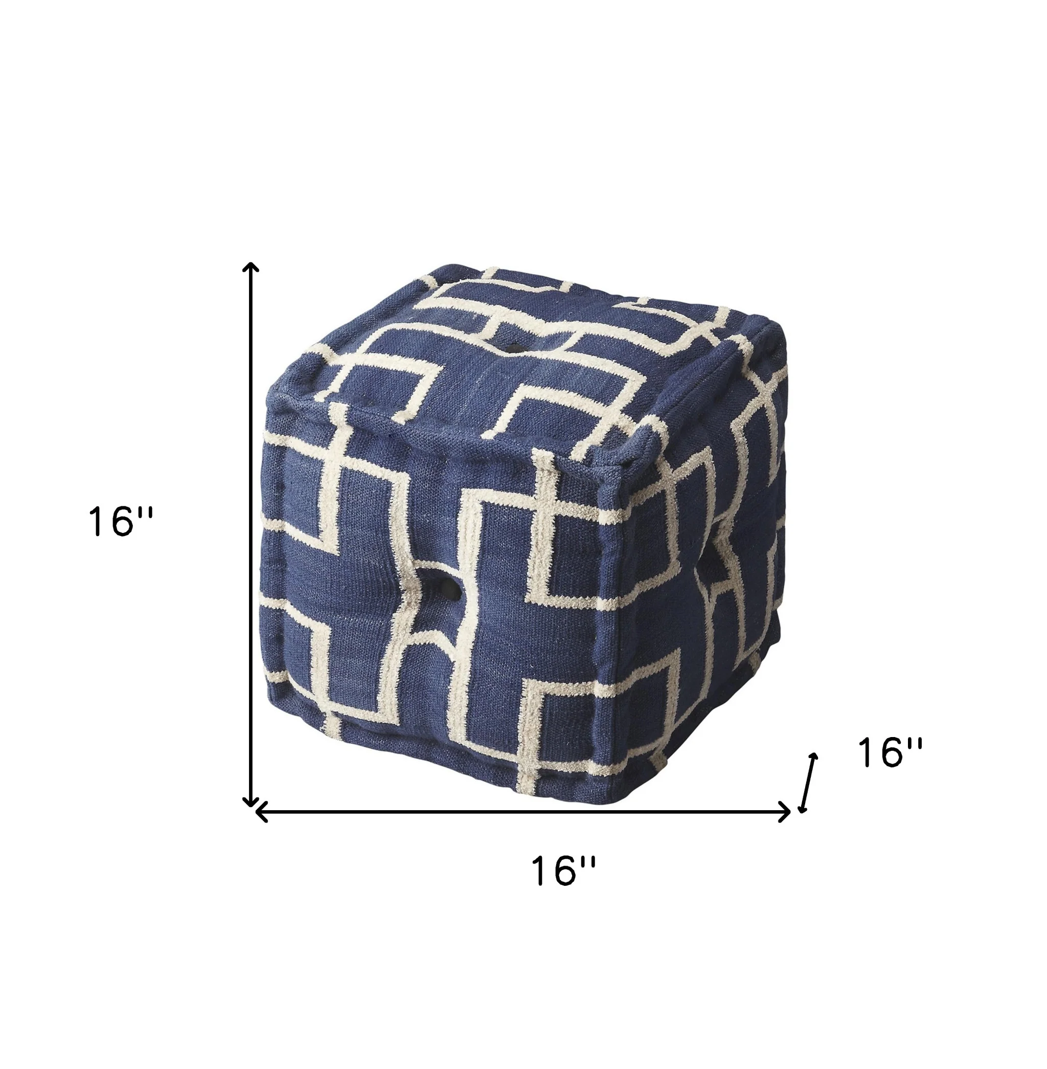 Blue Square Cotton Pouf Ottoman By Homeroots - Image 7
