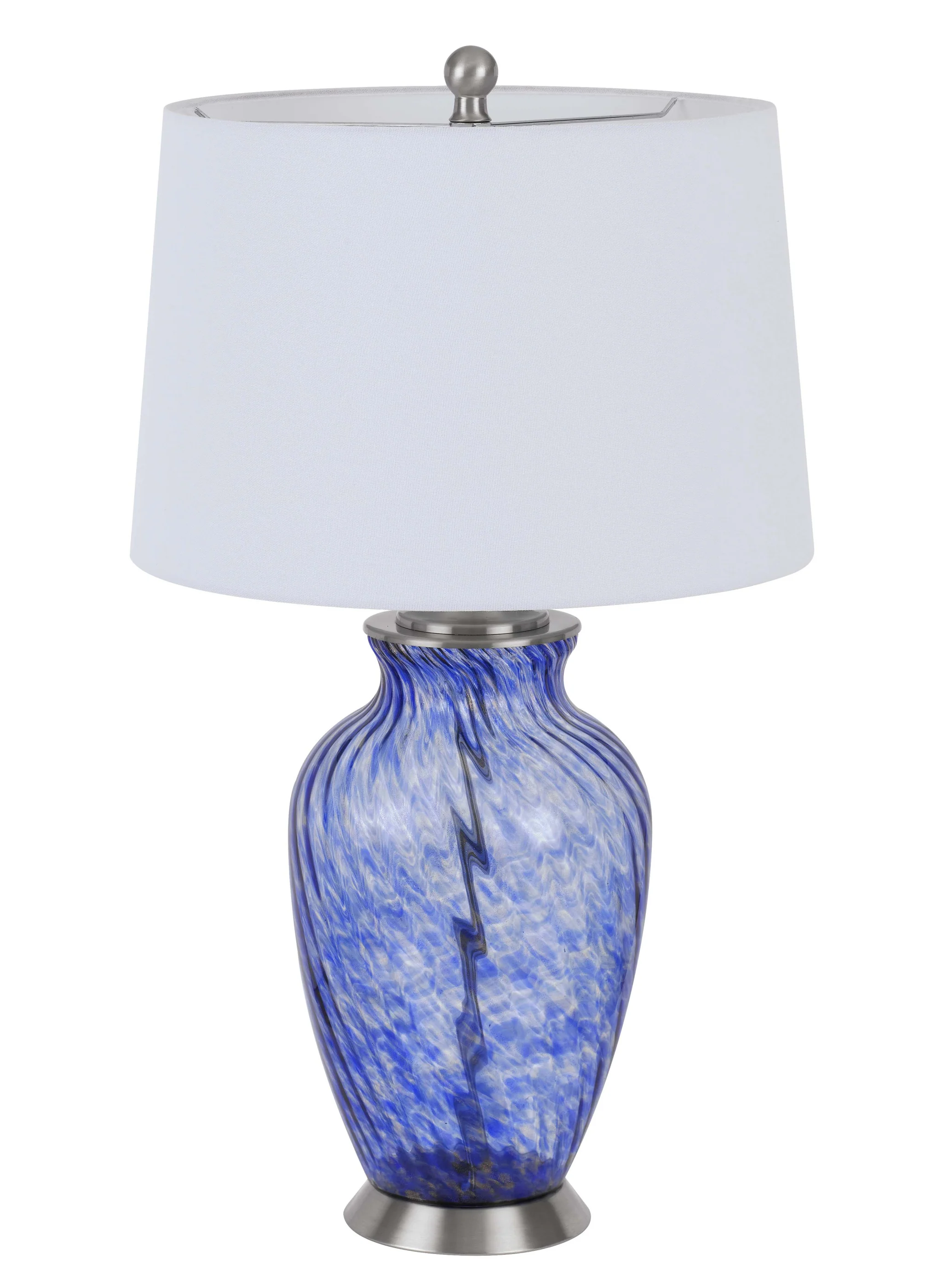 Blue Swirl Glass Table Lamp With White Empire Shade By Homeroots - Image 6