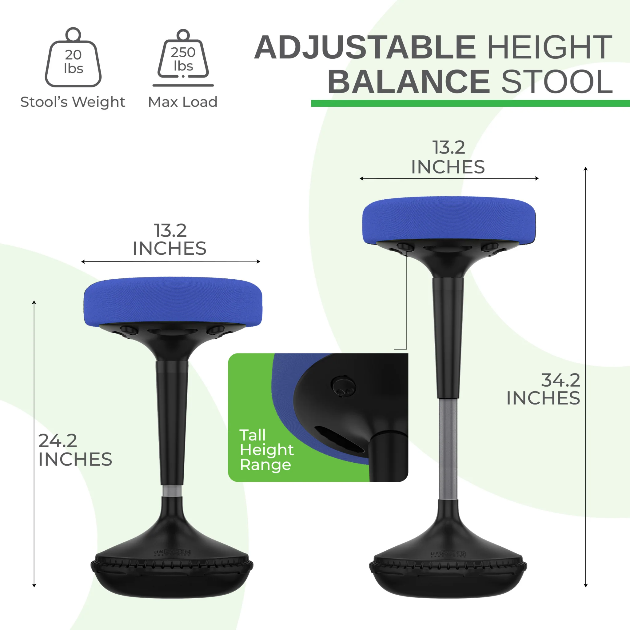 Blue Tall Swivel Active Balance Chair By Homeroots - Image 6