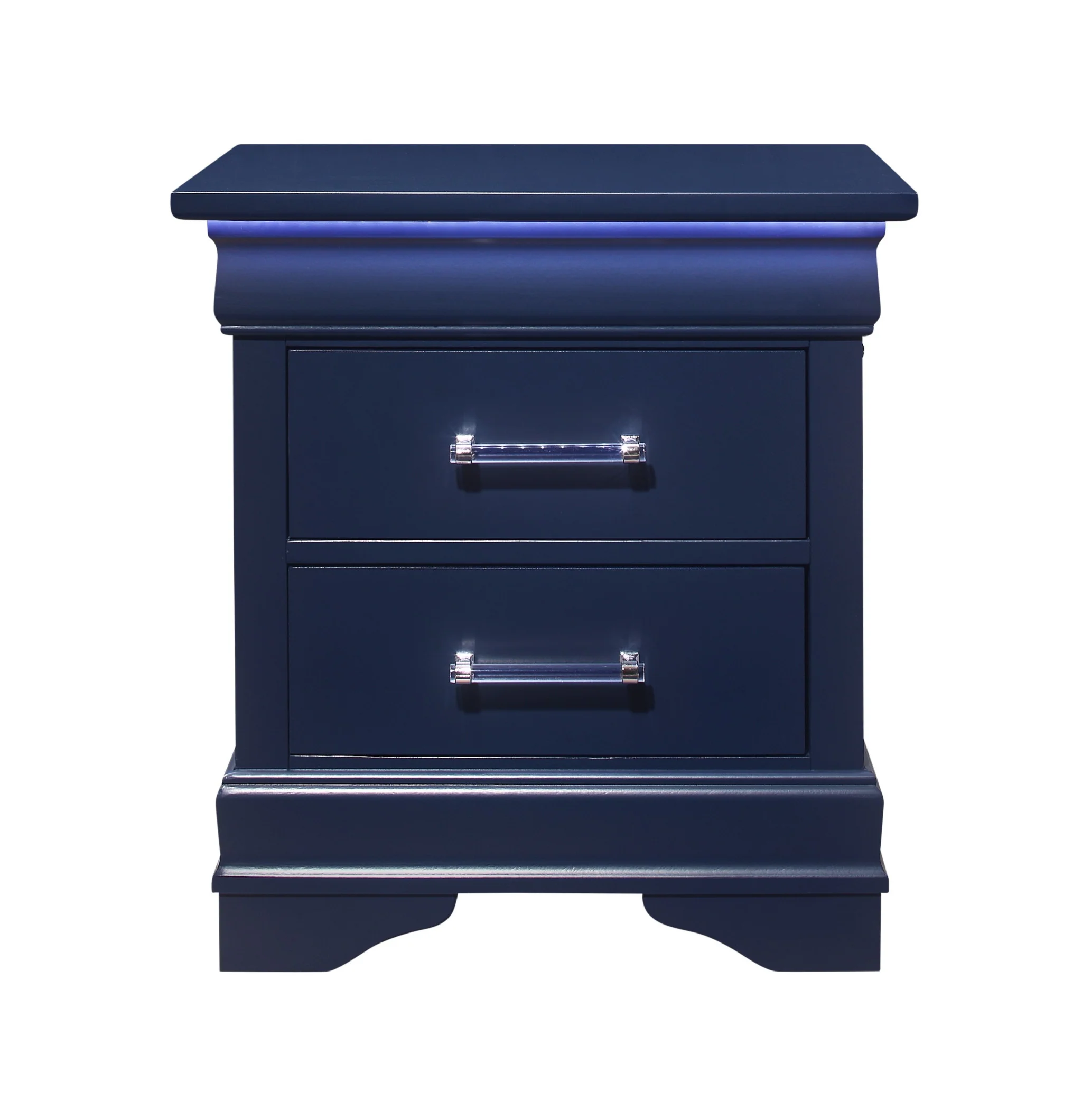 Blue Two Drawer Solid Wood Lighted Nightstand By Homeroots - Image 2