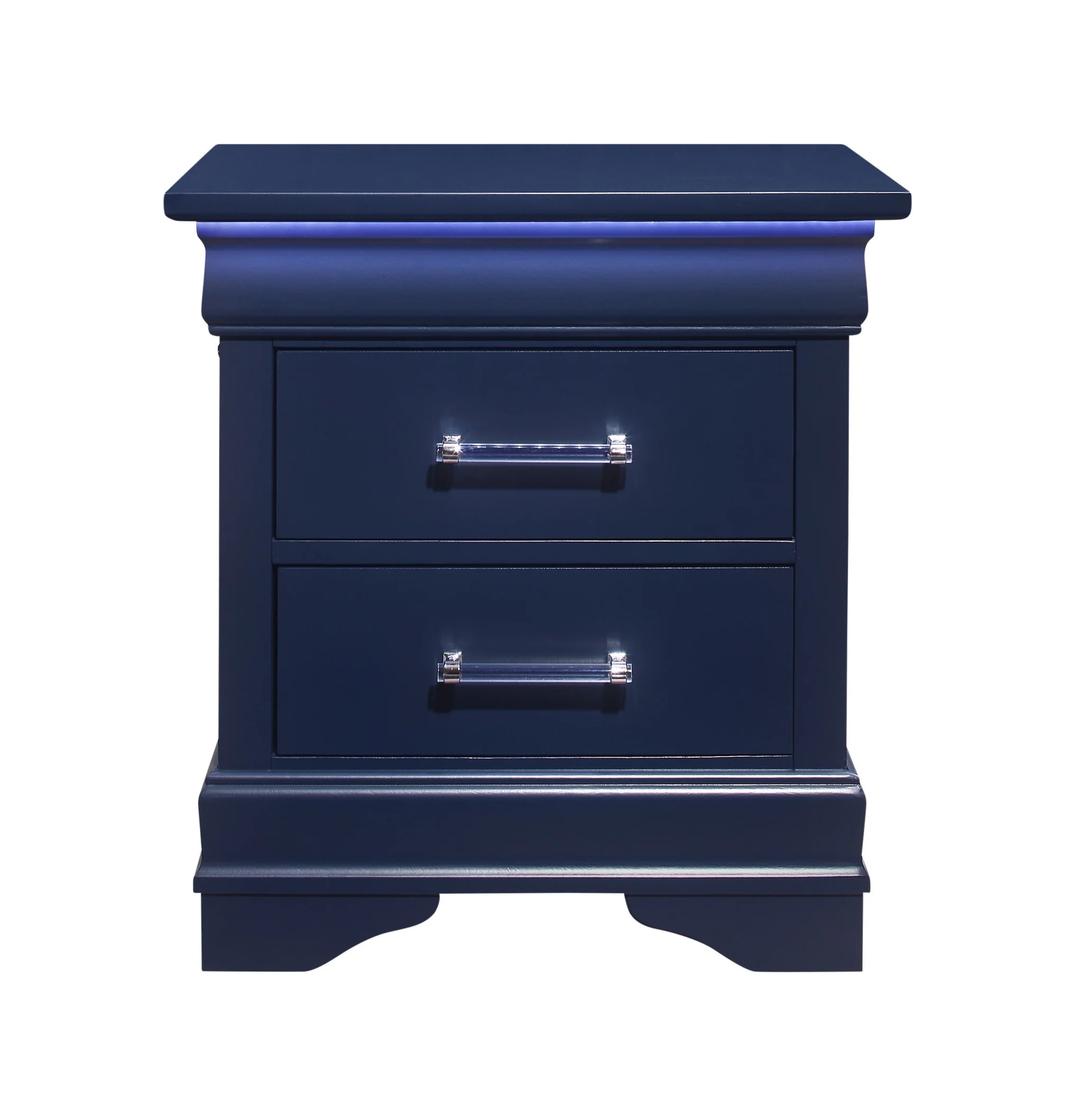 Blue Two Drawer Solid Wood Lighted Nightstand By Homeroots - Image 3