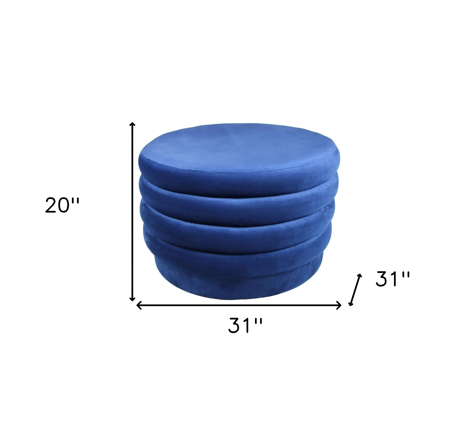 Blue Velvet Tufted Round Cocktail Ottoman By Homeroots - Image 5