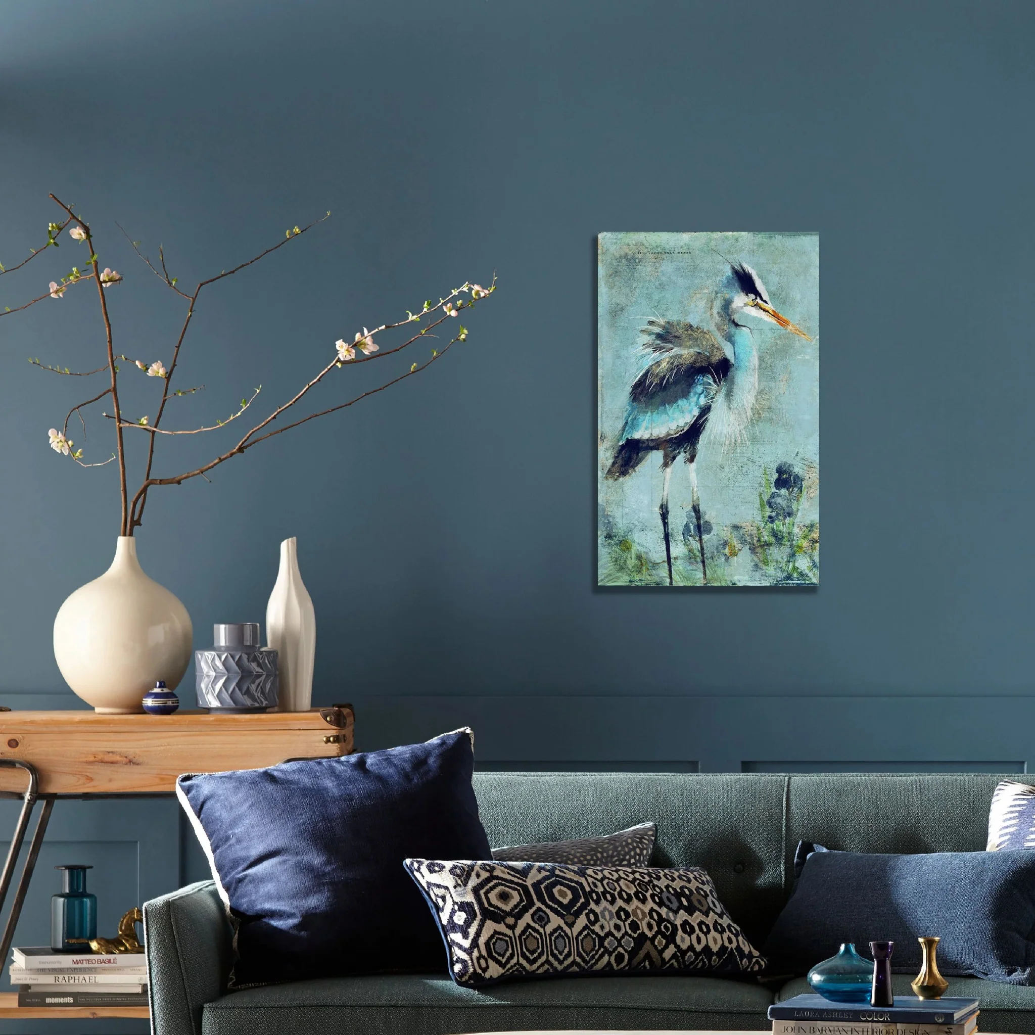 Blue Watercolor Heron Wall Art By Homeroots - Image 2