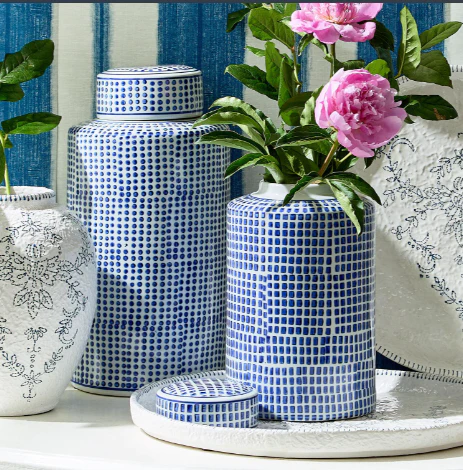 Blue/White Covered Jar Set Of 4 By Tozai Home - Image 2