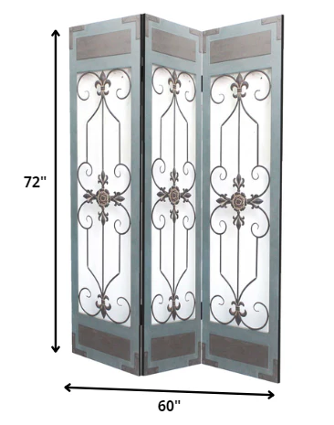Blue Wood Metal Screen By Homeroots - Image 2