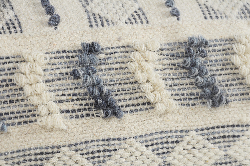 Blue Wool Ottoman By Homeroots - Image 5