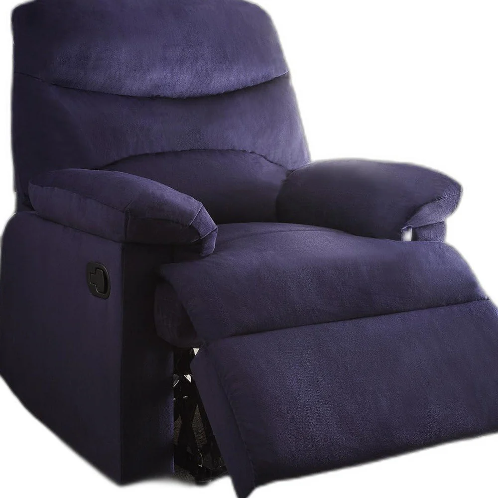 Blue Woven Fabric Upholstered Recliner with Knock Down Back By Homeroots - Image 4