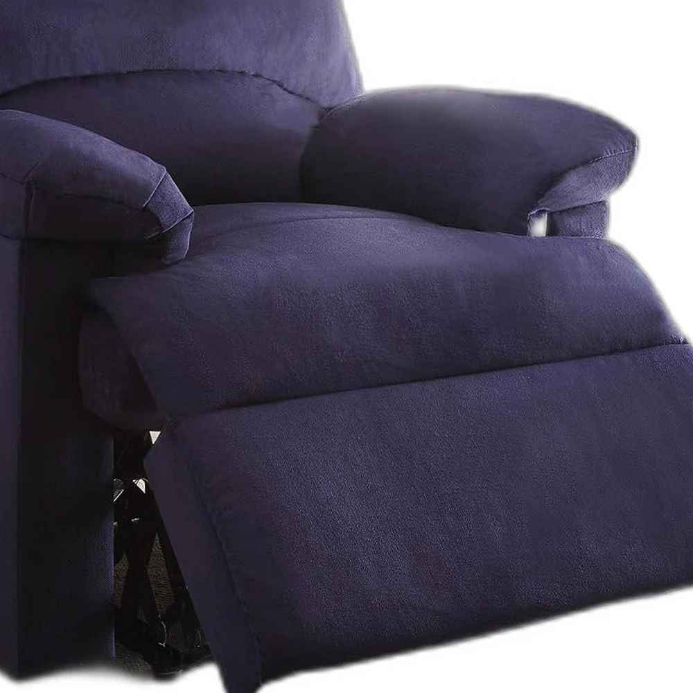 Blue Woven Fabric Upholstered Recliner with Knock Down Back By Homeroots - Image 5