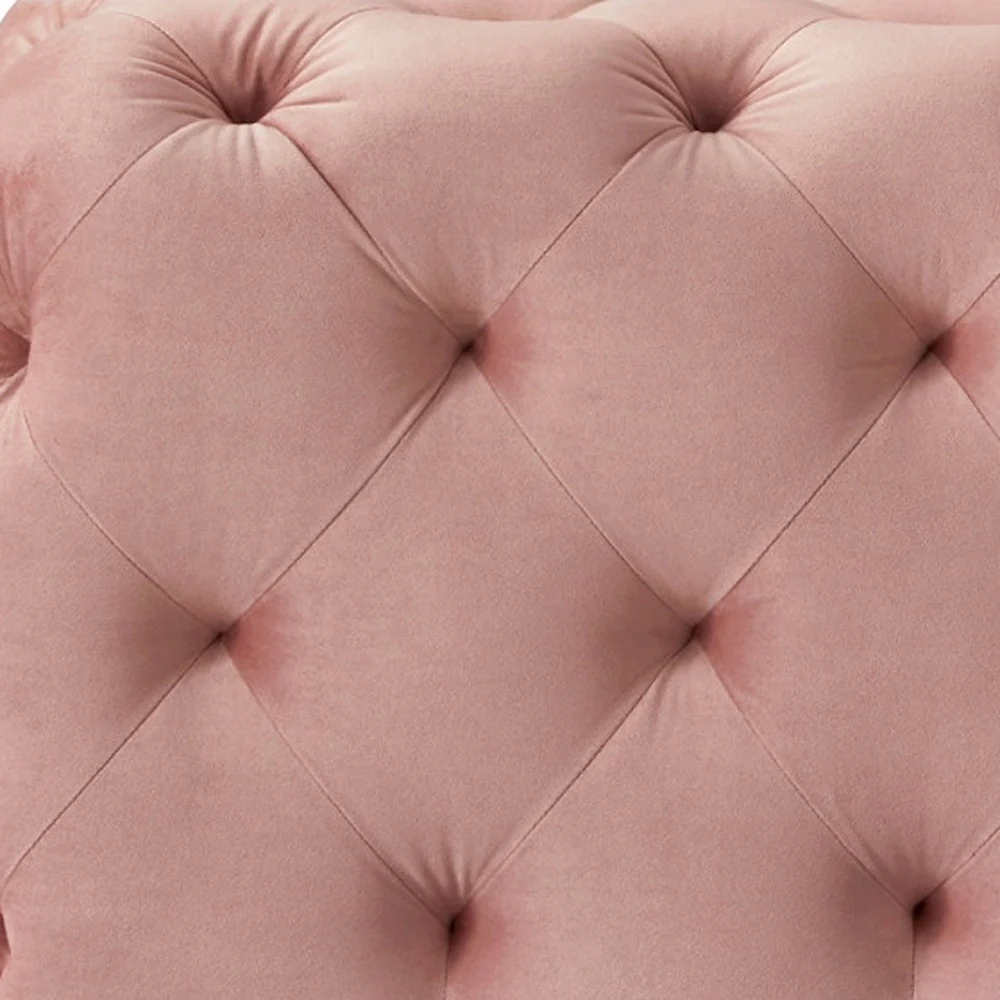 Blush And Black Upholstered Velvet Bench By Homeroots - Image 2