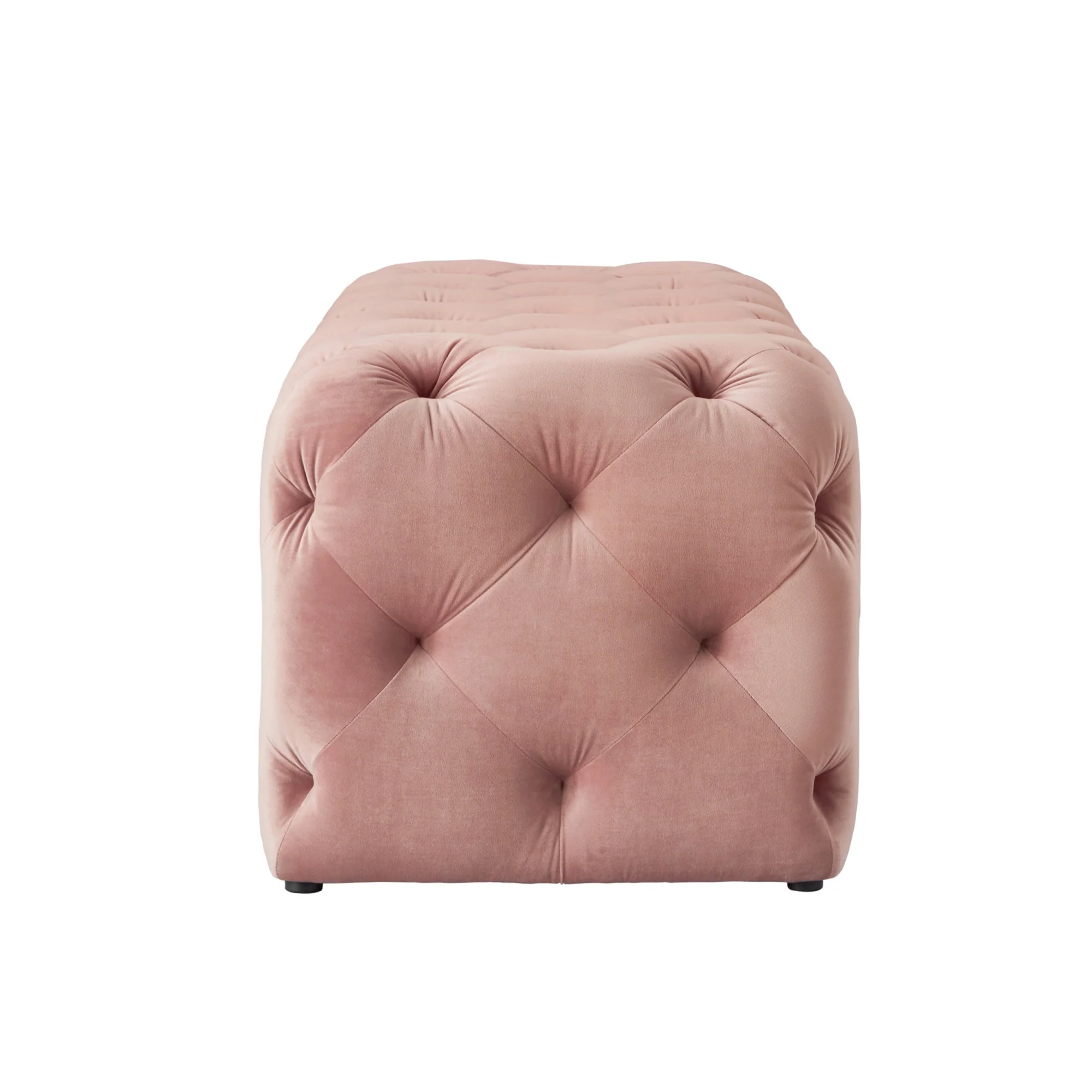 Blush And Black Upholstered Velvet Bench By Homeroots - Image 3