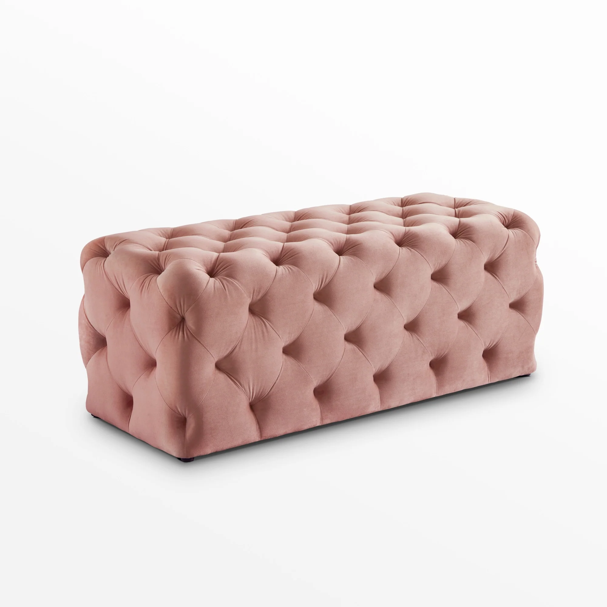 Blush And Black Upholstered Velvet Bench By Homeroots - Image 4