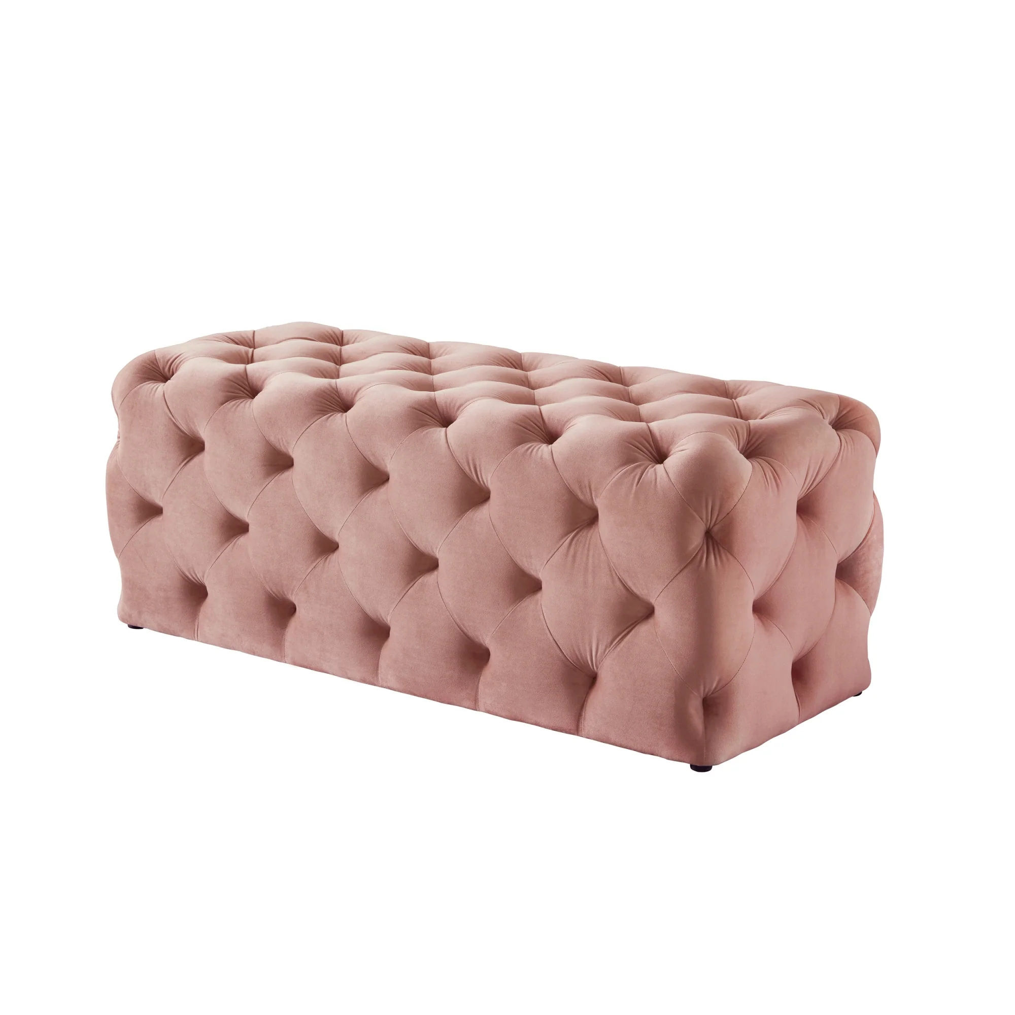 Blush And Black Upholstered Velvet Bench By Homeroots - Image 6