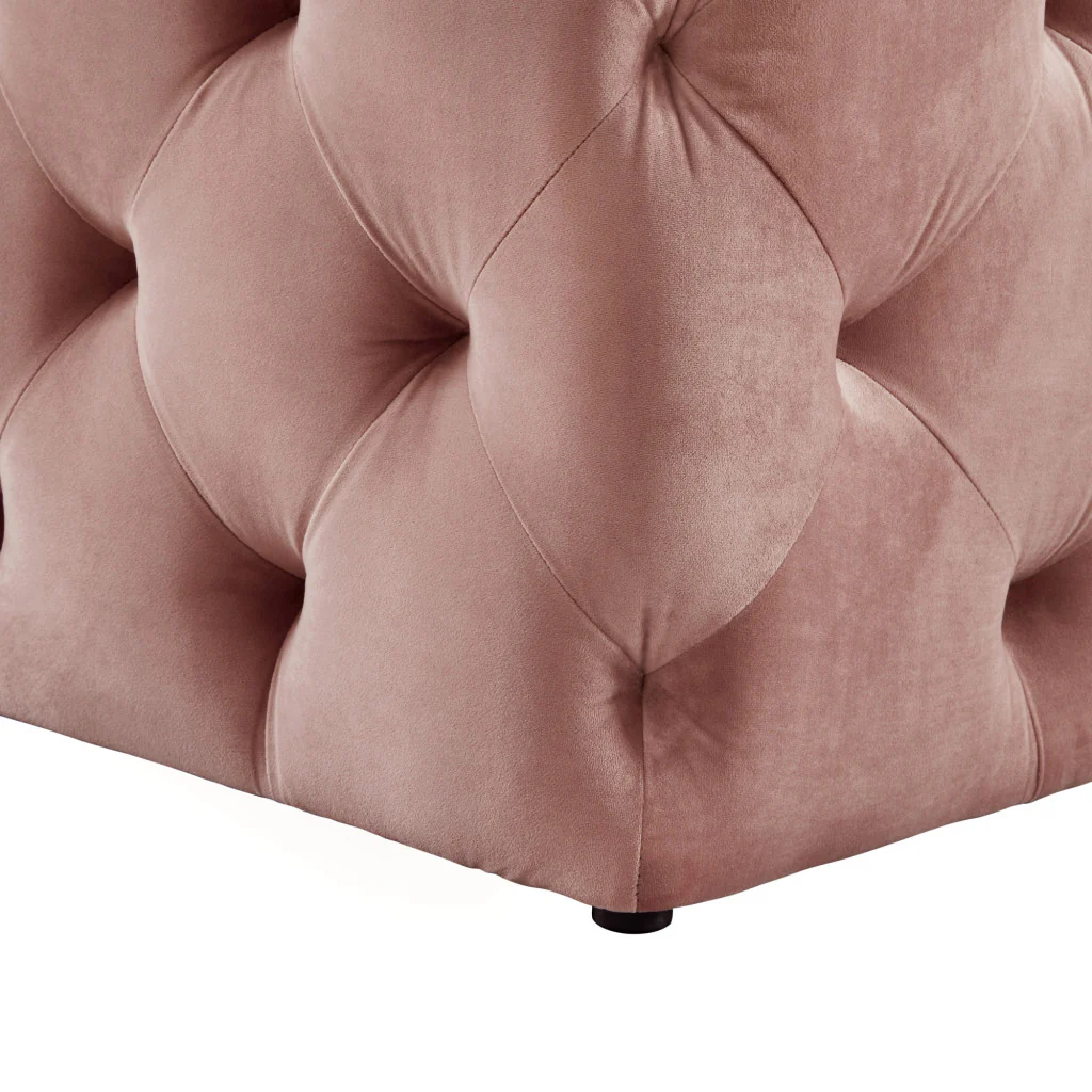 Blush And Black Upholstered Velvet Bench By Homeroots - Image 7
