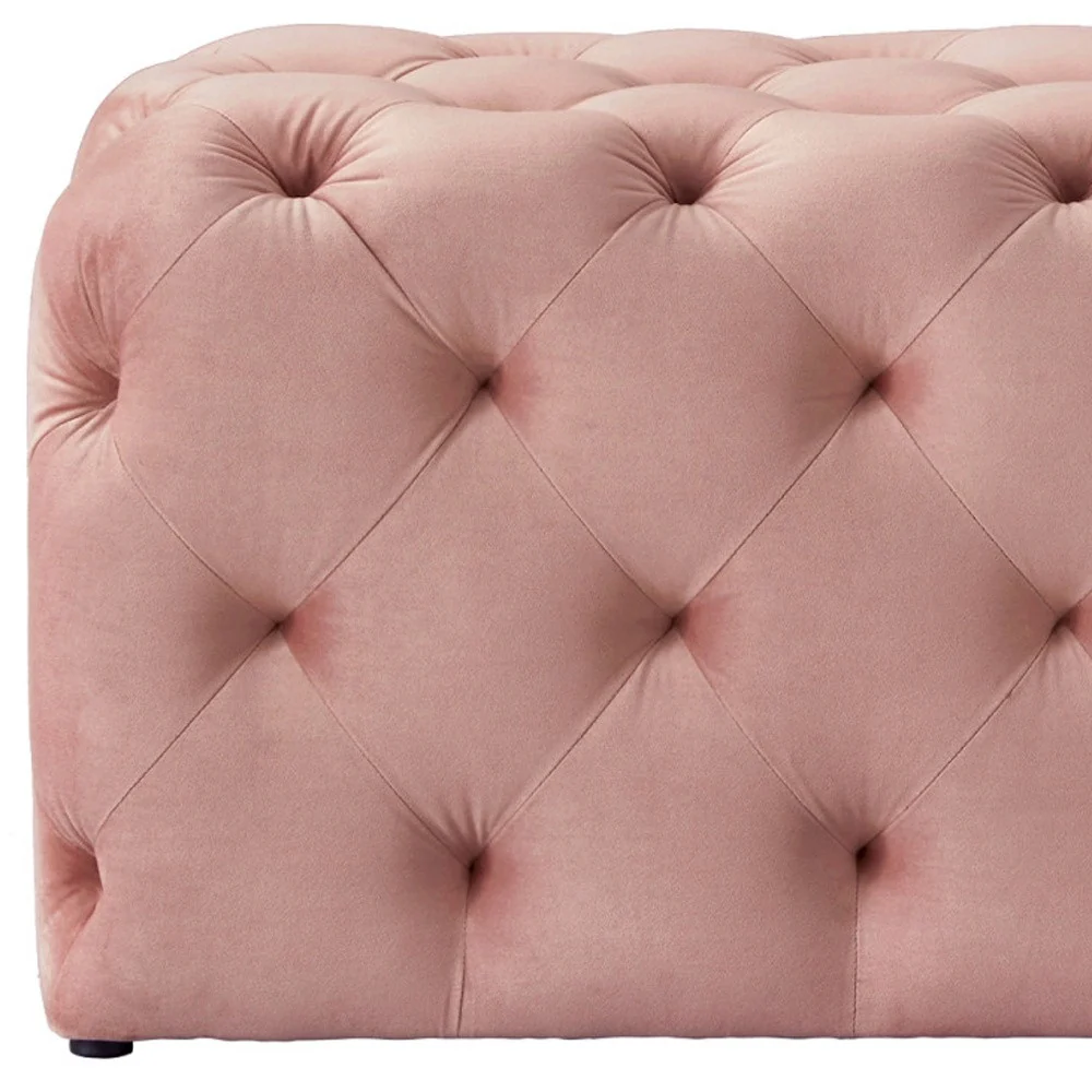 Blush And Black Upholstered Velvet Bench By Homeroots - Image 8