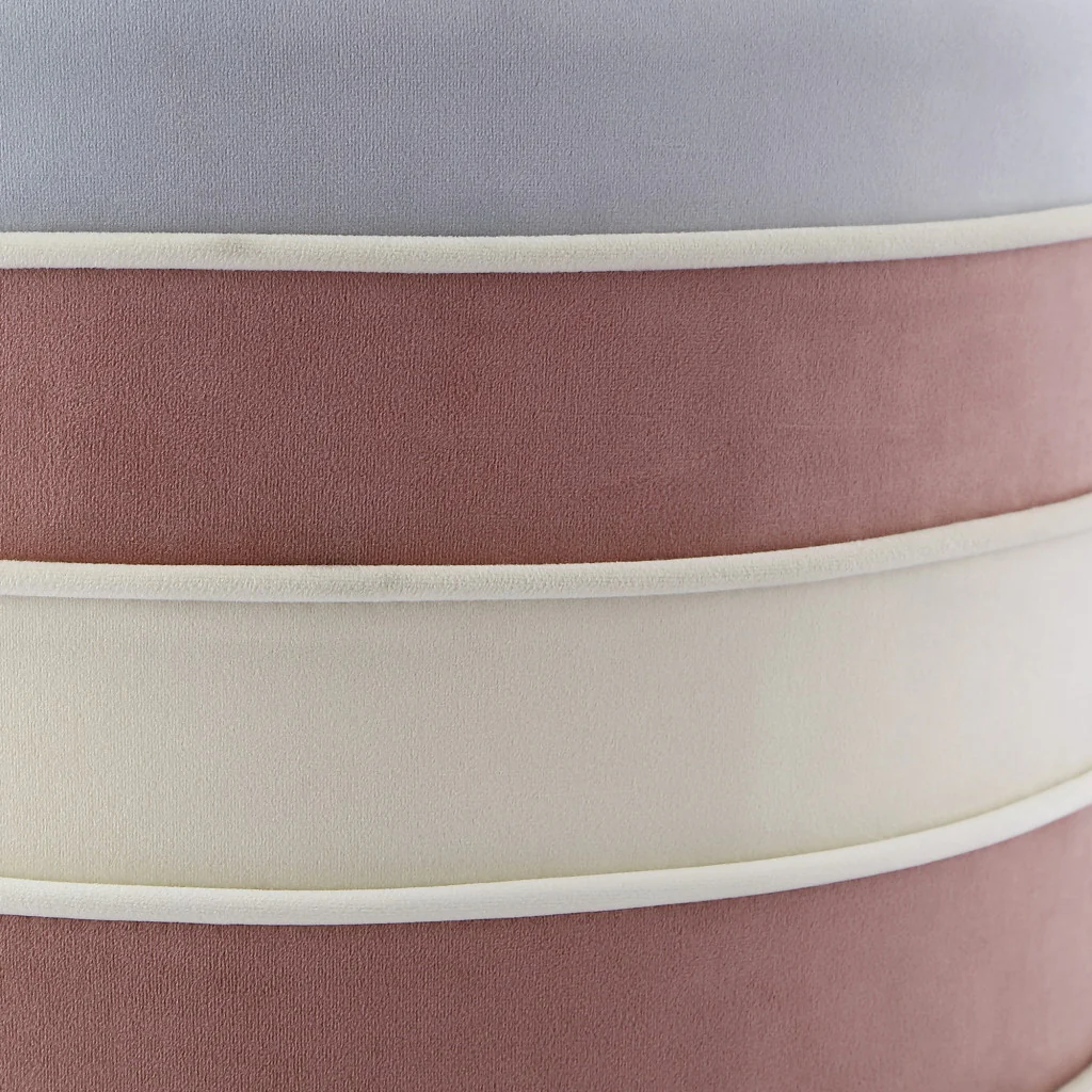 Blush Velvet And Gold Round Striped Ottoman By Homeroots - Image 5