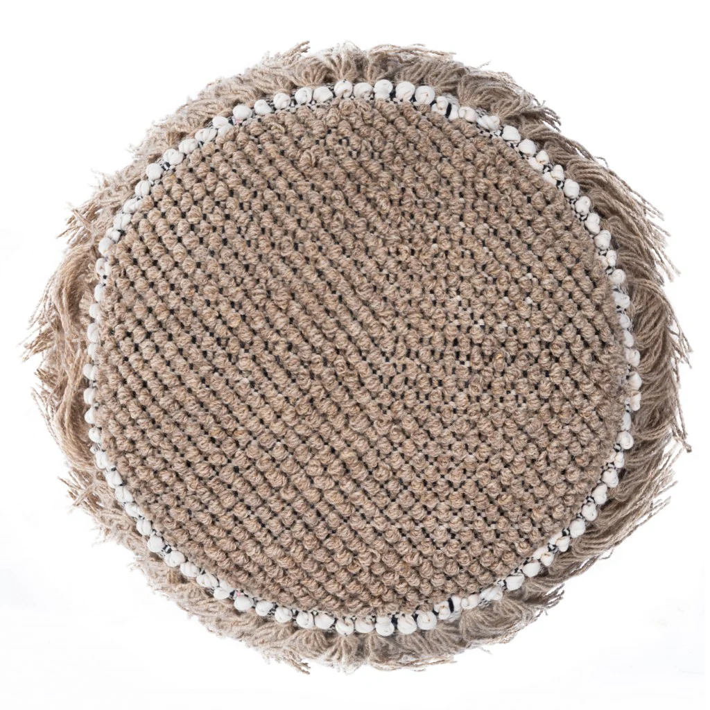 Boho Bullet Tassel Pouf Ottoman By Homeroots - Image 2