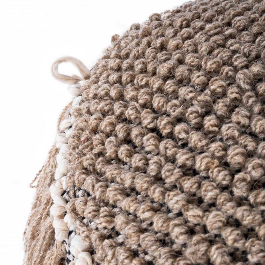 Boho Bullet Tassel Pouf Ottoman By Homeroots - Image 4