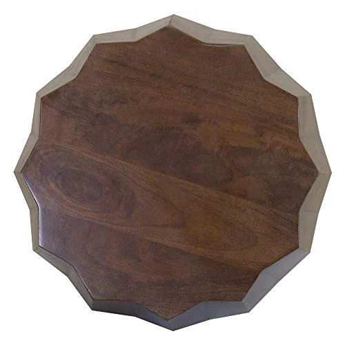 Boho Geo Brown Solid Wood End or Side Table By Homeroots - Image 2