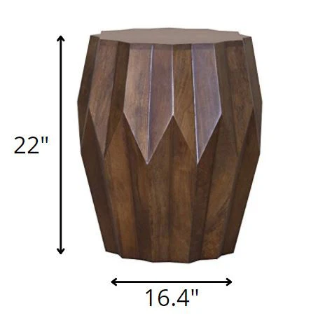 Boho Geo Brown Solid Wood End or Side Table By Homeroots - Image 3