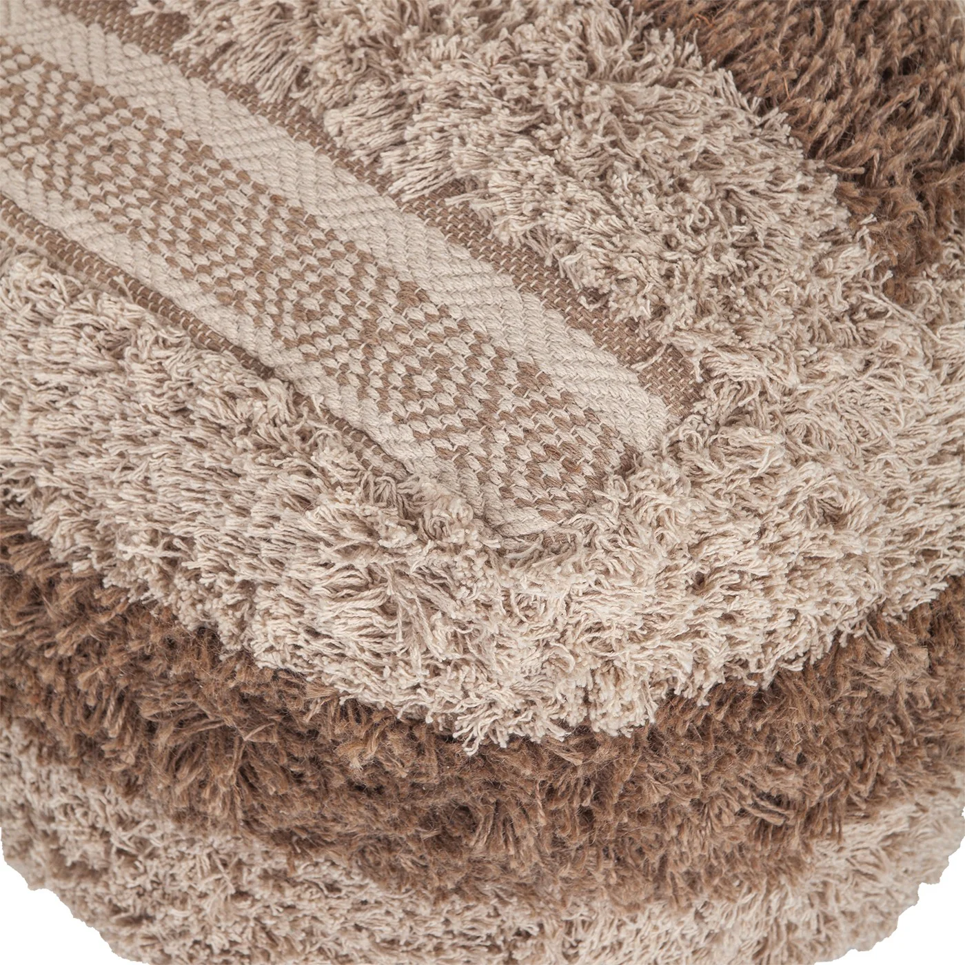 Boho Shaggy Khaki Textured Pouf By Homeroots - Image 8