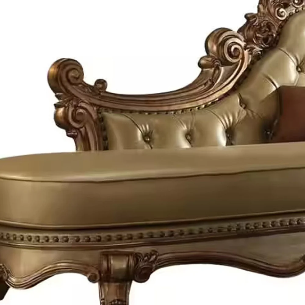 Bone Polyurethane Chaise & Pillows By Homeroots - Image 2