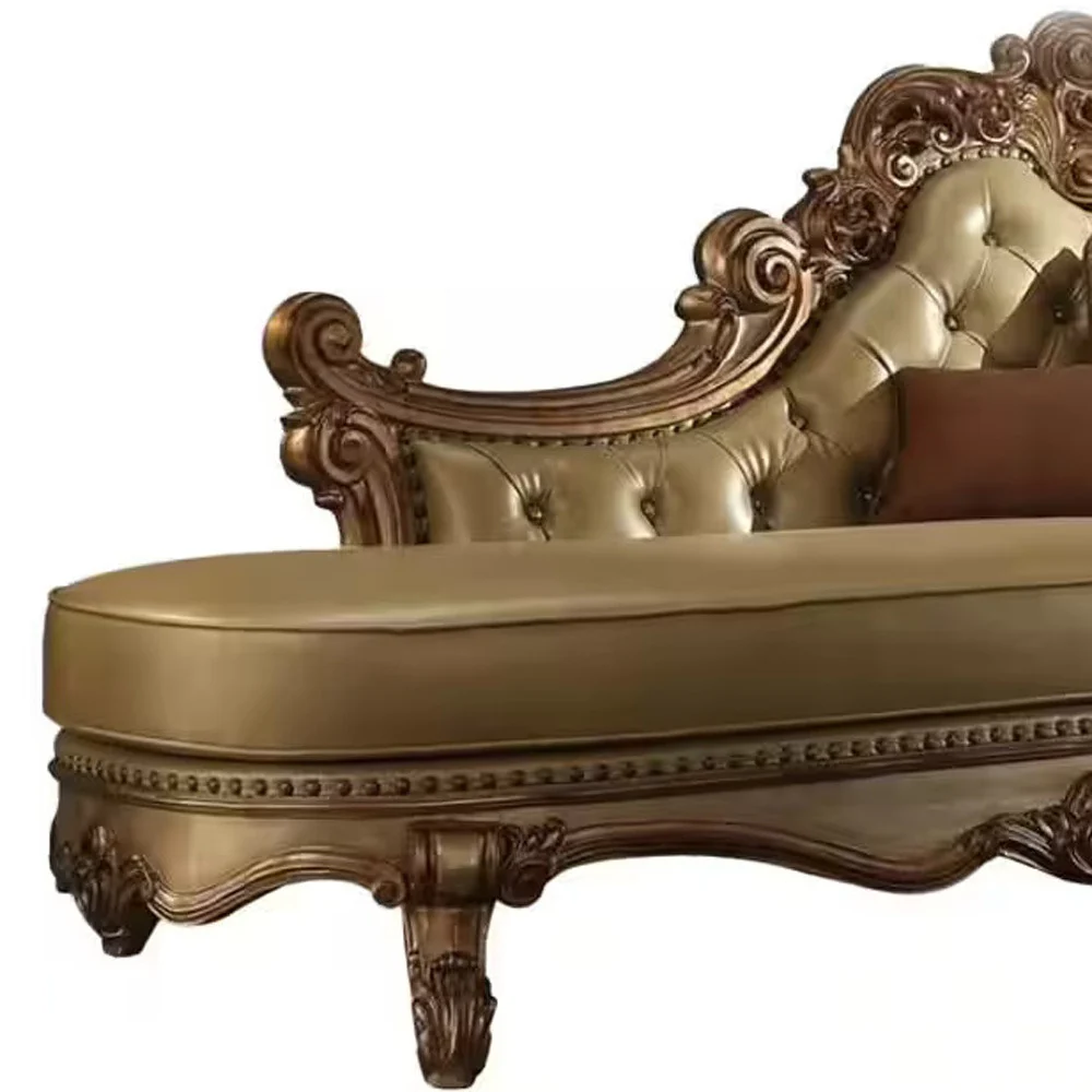 Bone Polyurethane Chaise & Pillows By Homeroots - Image 3