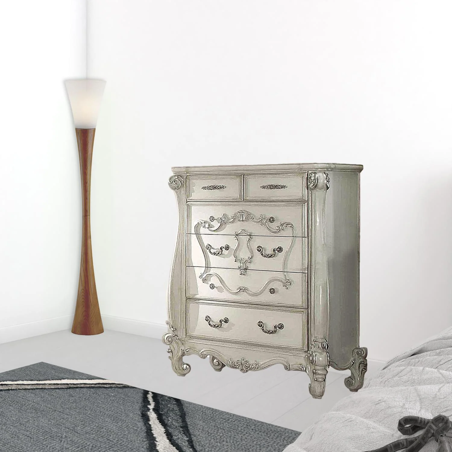 Bone White Wood Chest By Homeroots - Image 2