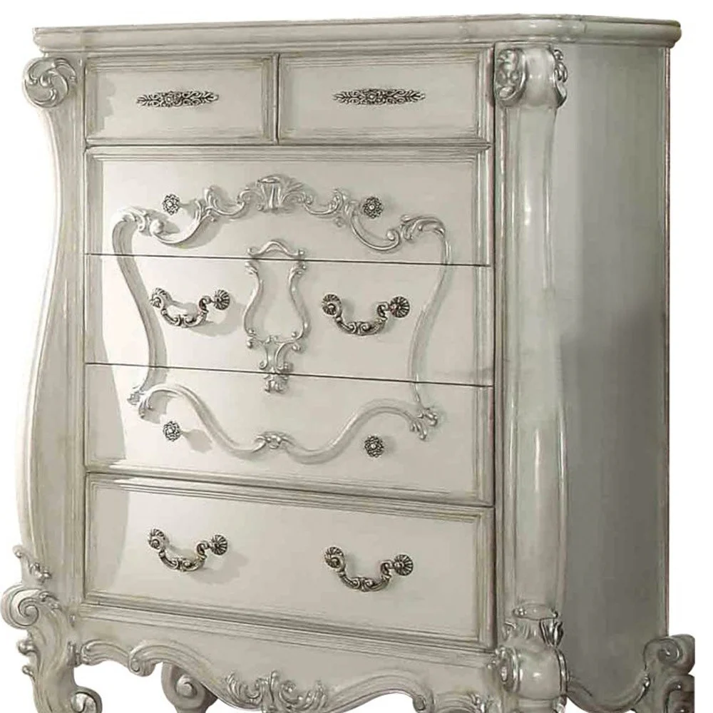 Bone White Wood Chest By Homeroots - Image 3