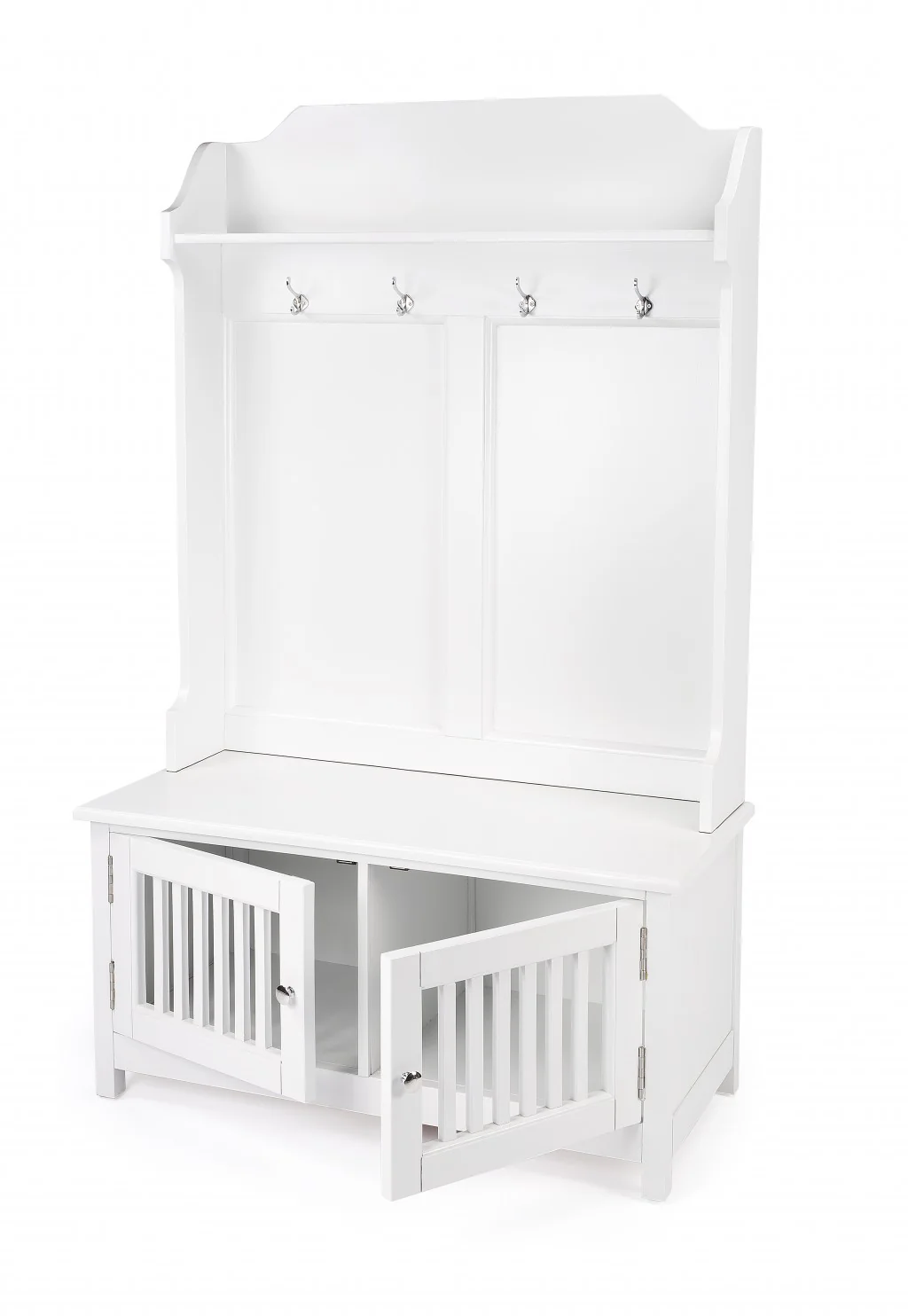 Borya White Hall Tree with Storage By Homeroots - Image 2