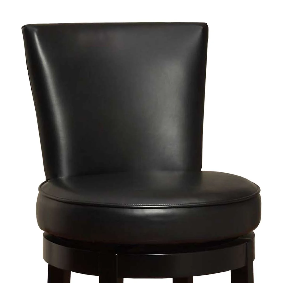Boston 26" Counter Height Swivel Black Faux Leather and Black Wood Bar Stool By Armen Living - Image 2