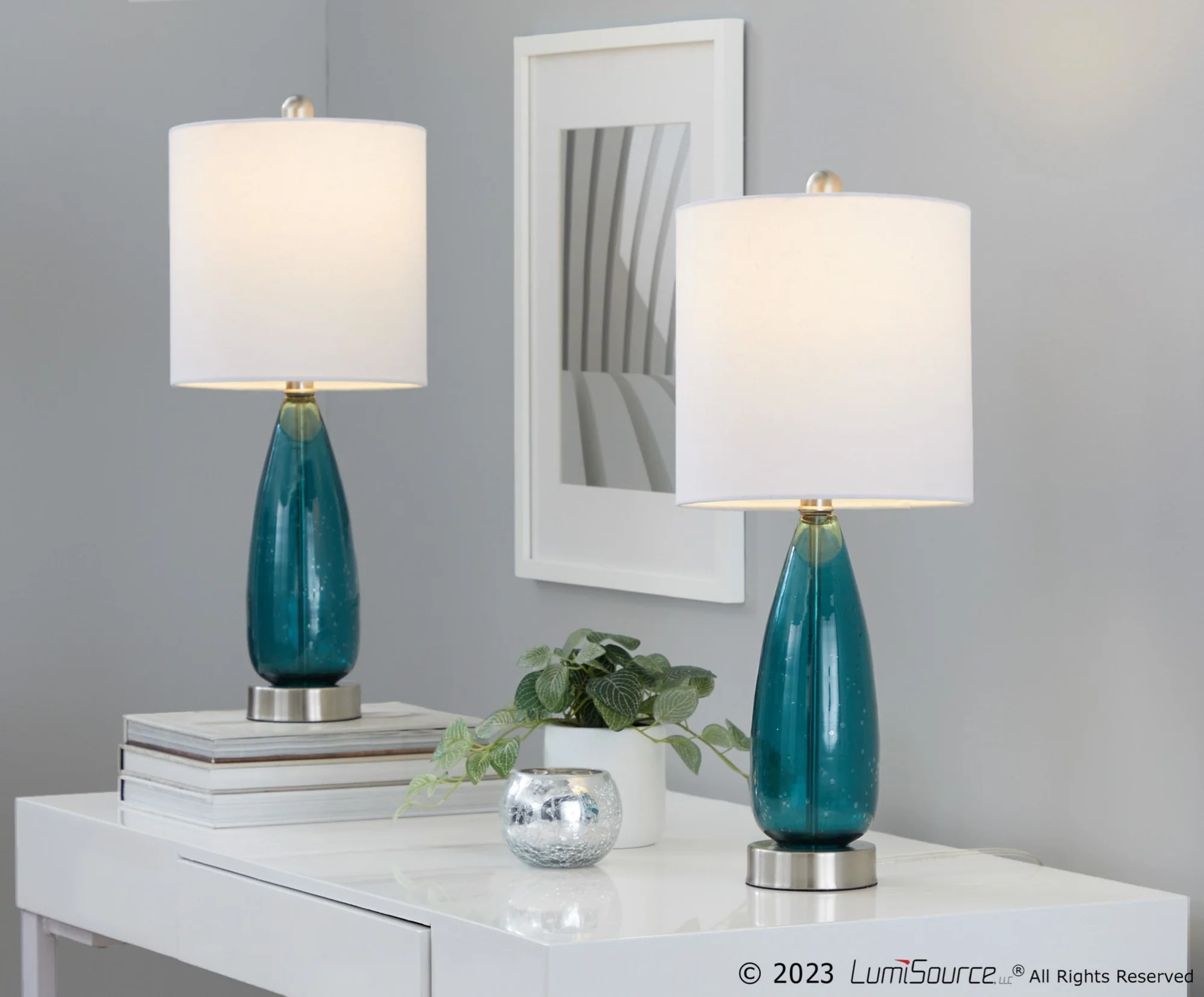 Bottega 22" Glass Accent Lamp - Set of 2 By LumiSource - GTG22-BTTGA BUBNIW2 - Image 2
