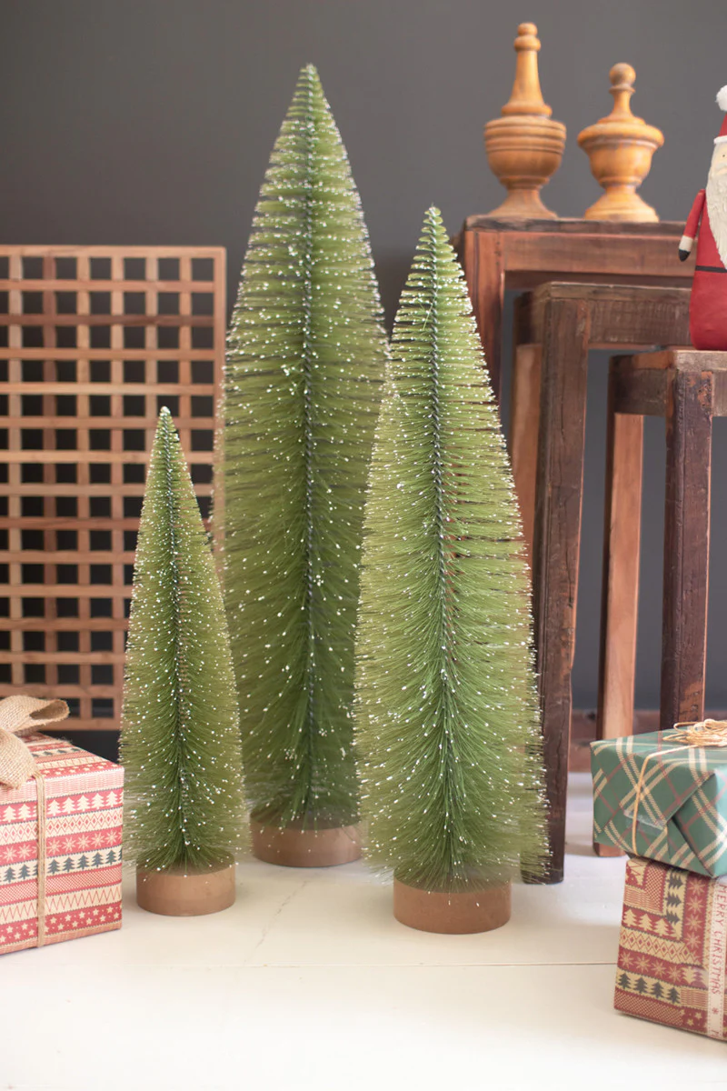Bottle Brush Christmas Trees Set Of 3 By Kalalou - Image 3