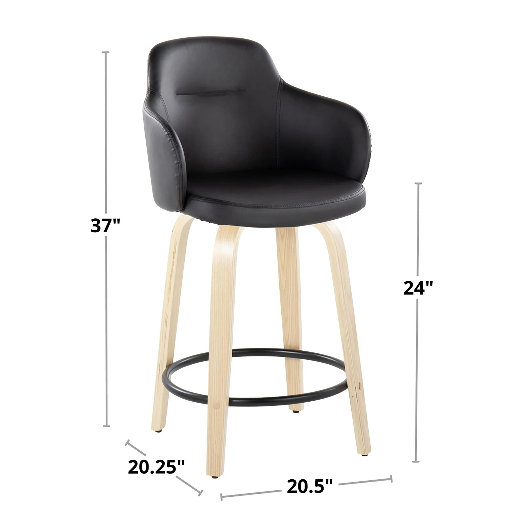 Boyne 24" Fixed-Height Counter Stool - Set of 2 By LumiSource - B24-BOYNEPU-GRTZR2 NABK2 - Image 6