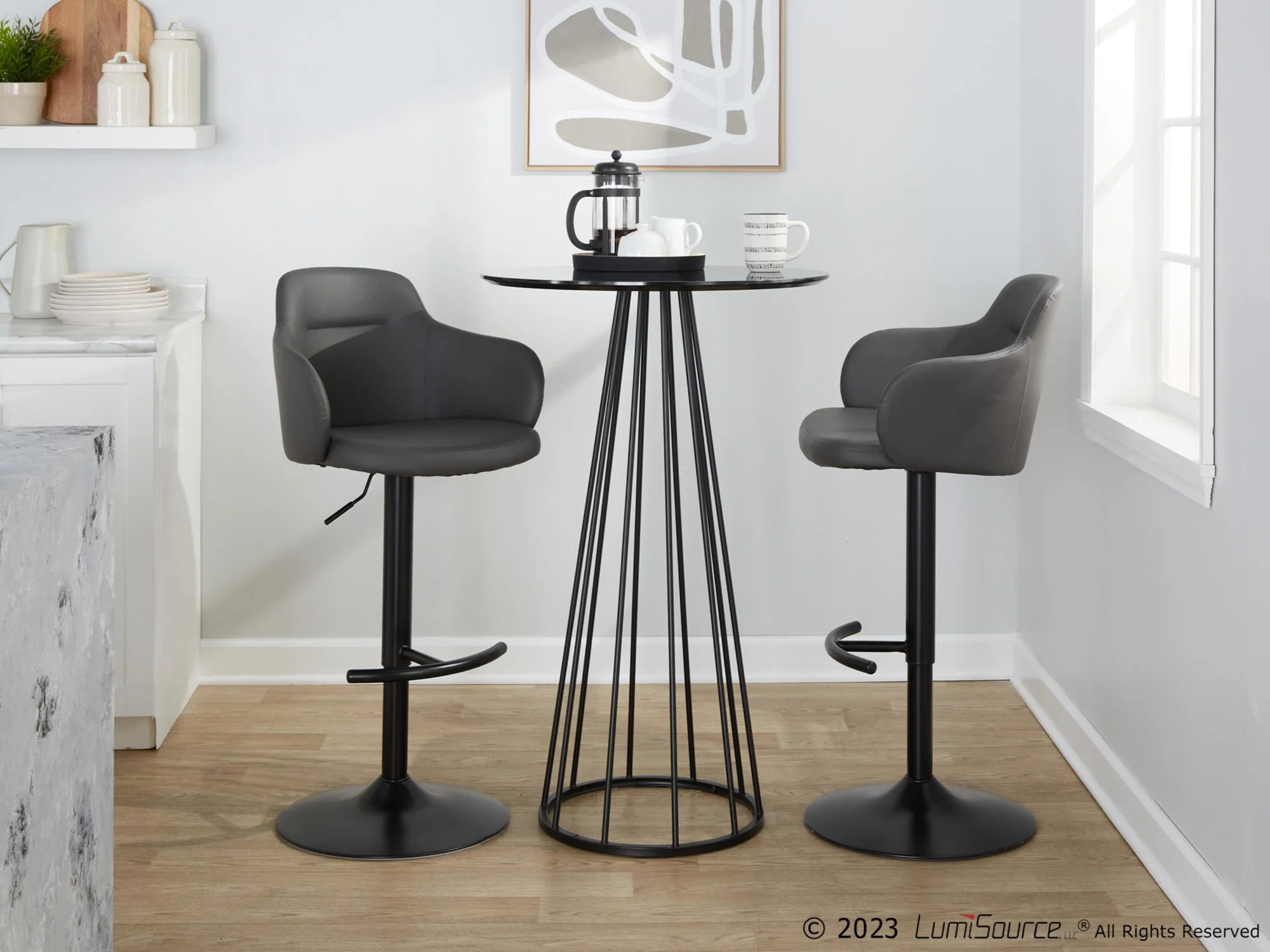 Boyne Adjustable Barstool - Set of 2 By LumiSource - BS-BOYNEPU-RT2 BKGY2 - Image 3