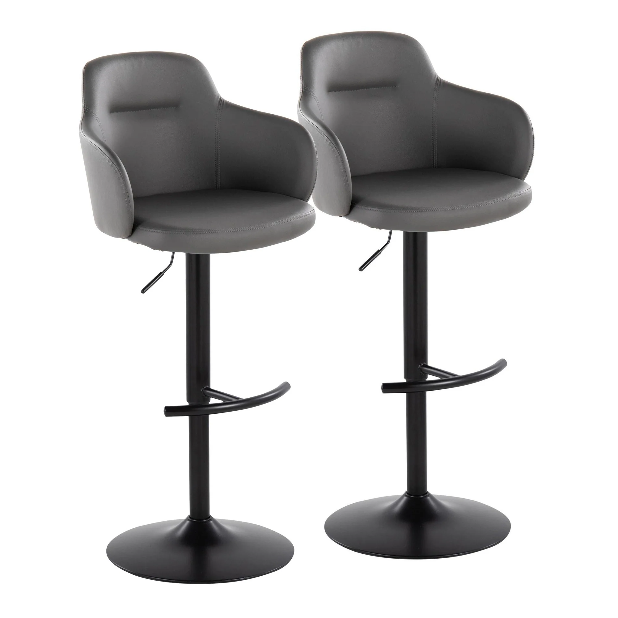 Boyne Adjustable Barstool - Set of 2 By LumiSource - BS-BOYNEPU-RT2 BKGY2 - Image 5