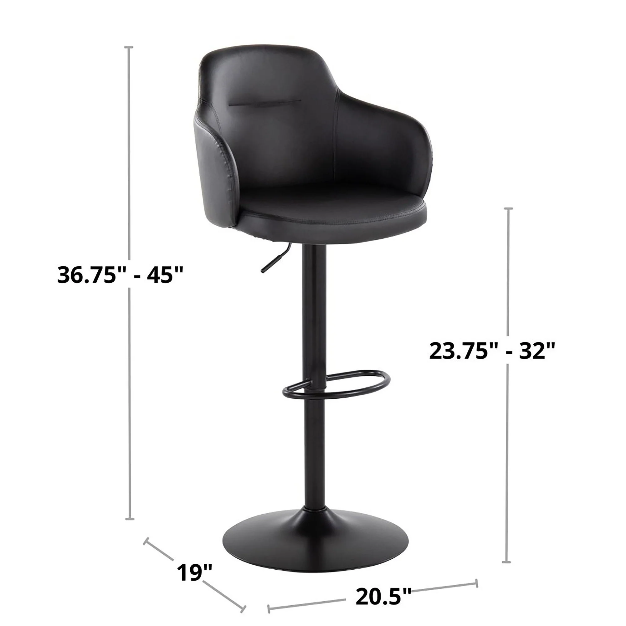 Boyne Adjustable Barstool - Set of 2 By LumiSource - BS-BOYNEPU-RT2 CHRBK2 - Image 10