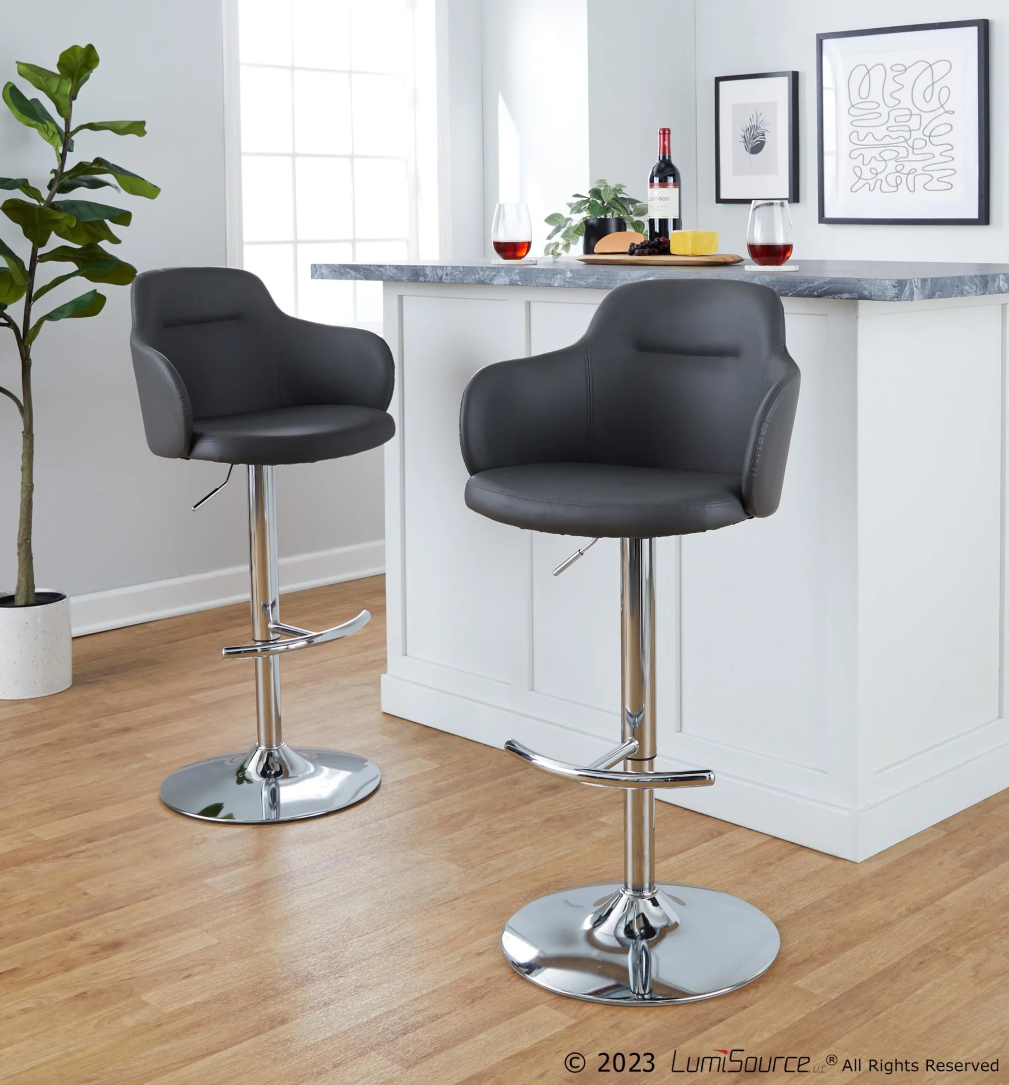 Boyne Adjustable Barstool - Set of 2 By LumiSource - BS-BOYNEPU-RT2 CHRBK2 - Image 12