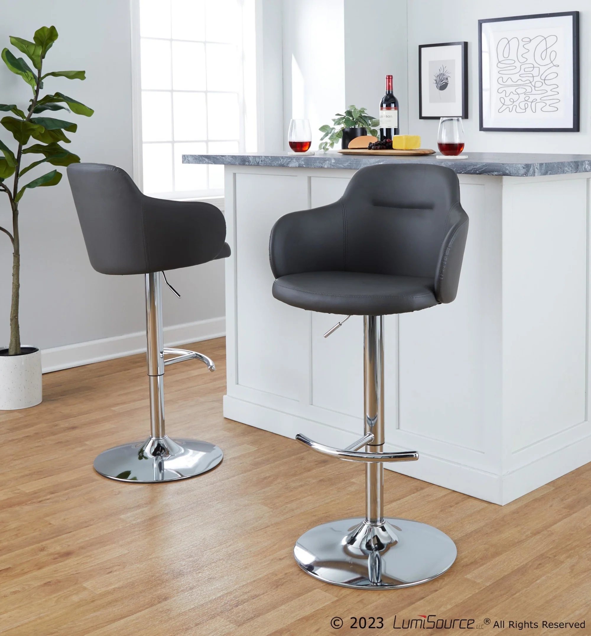 Boyne Adjustable Barstool - Set of 2 By LumiSource - BS-BOYNEPU-RT2 CHRBK2 - Image 13
