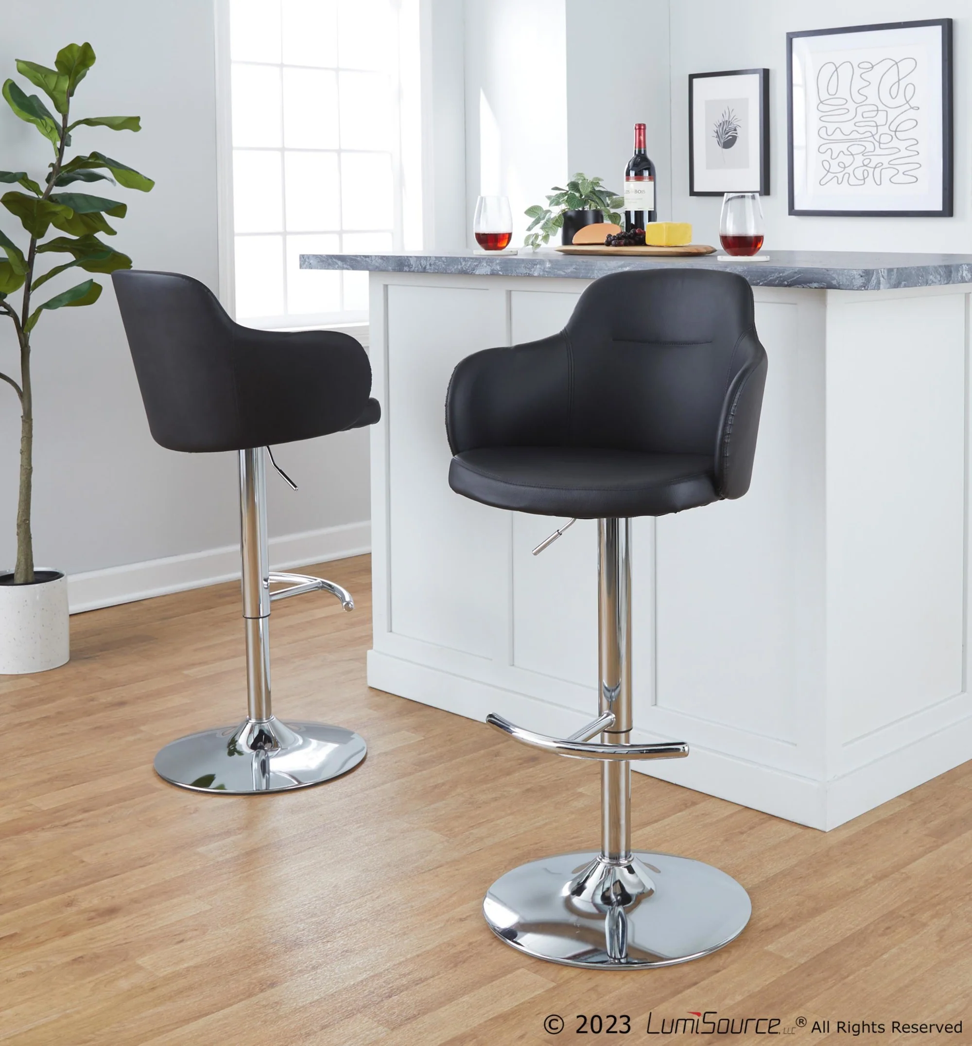 Boyne Adjustable Barstool - Set of 2 By LumiSource - BS-BOYNEPU-RT2 CHRBK2 - Image 2