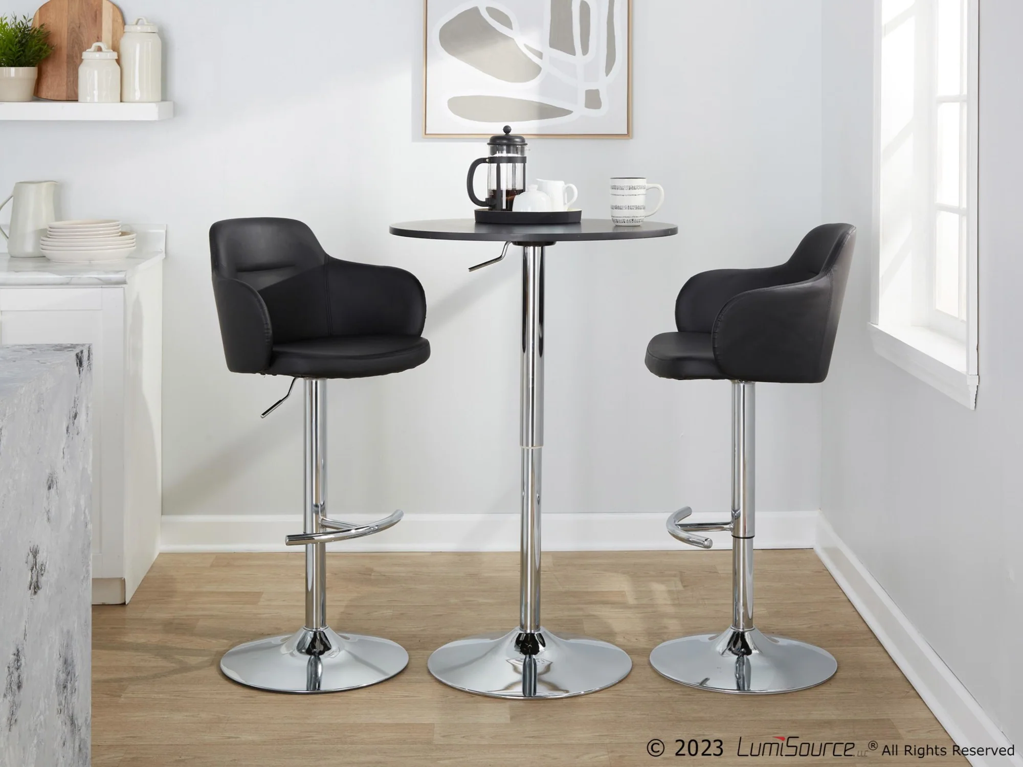 Boyne Adjustable Barstool - Set of 2 By LumiSource - BS-BOYNEPU-RT2 CHRBK2 - Image 3