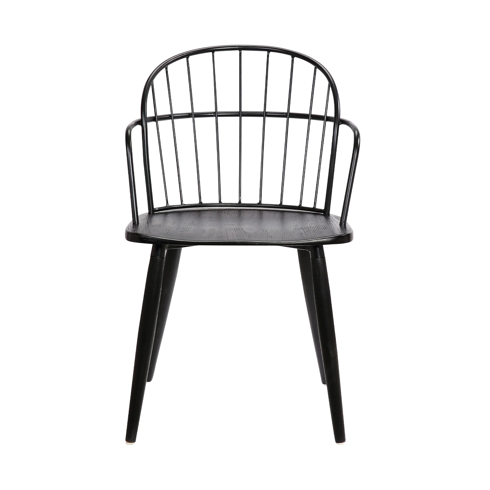 Bradley Steel Framed Side Chair in Black Powder Coated Finish and Black Brushed Wood By Armen Living - Image 2