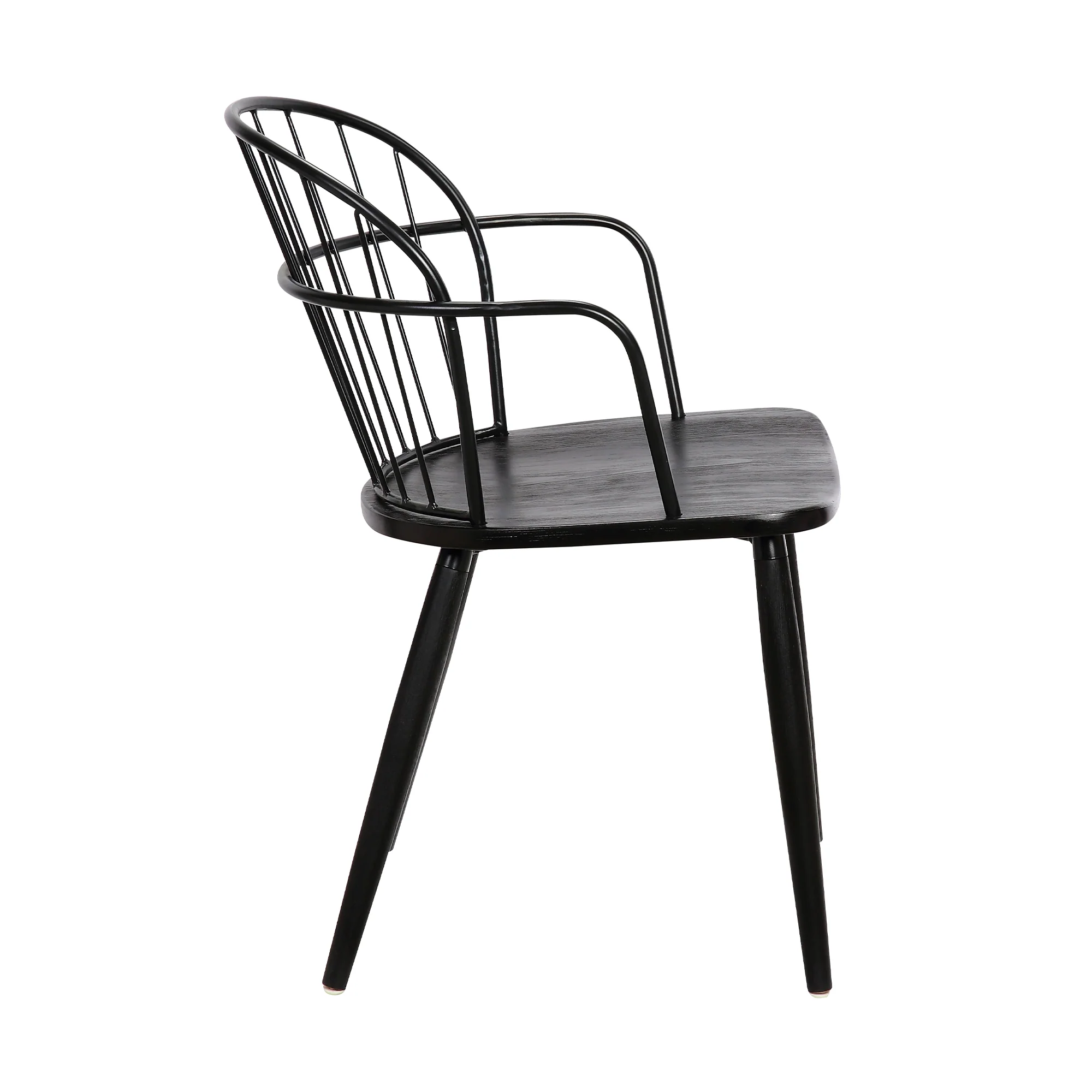 Bradley Steel Framed Side Chair in Black Powder Coated Finish and Black Brushed Wood By Armen Living - Image 3