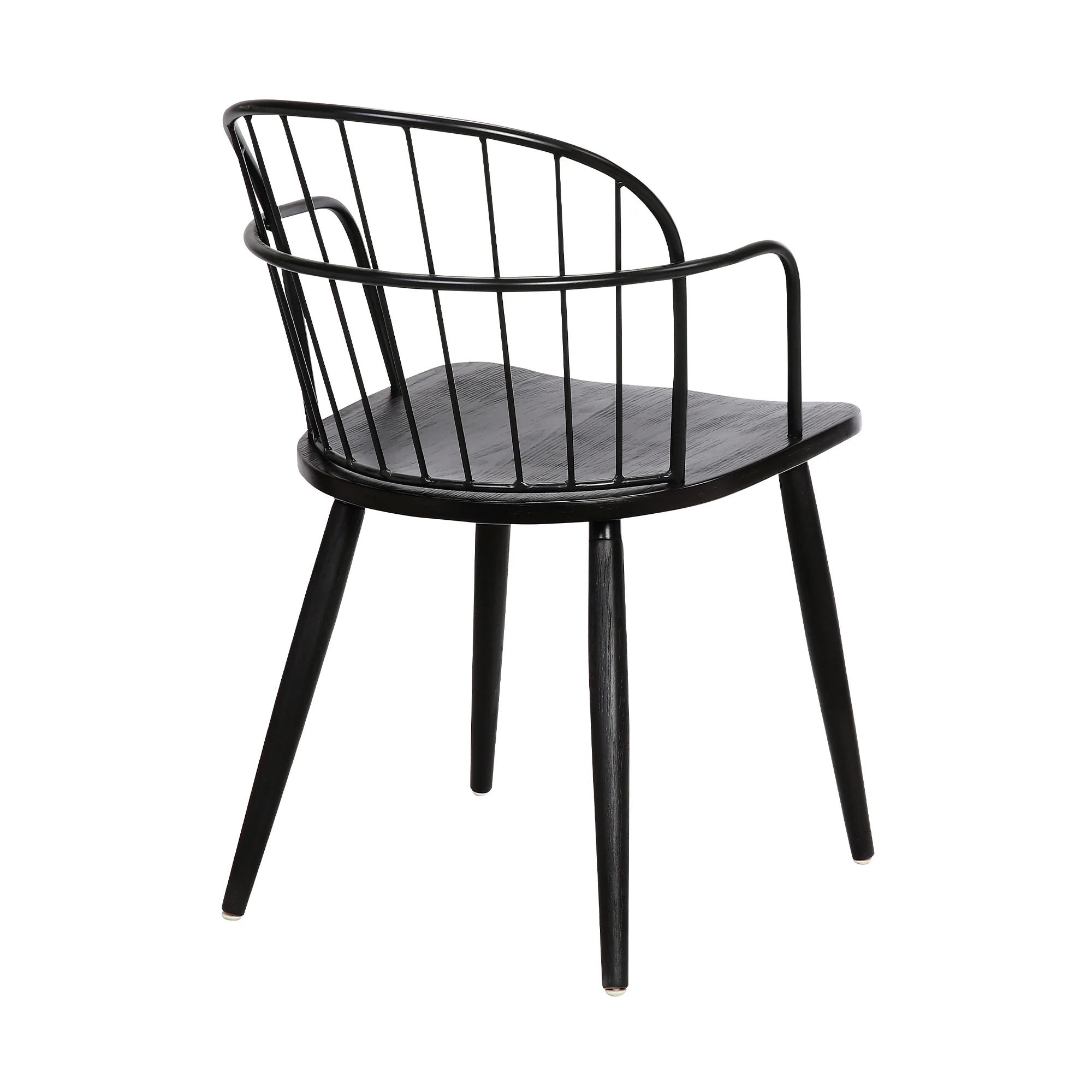 Bradley Steel Framed Side Chair in Black Powder Coated Finish and Black Brushed Wood By Armen Living - Image 4